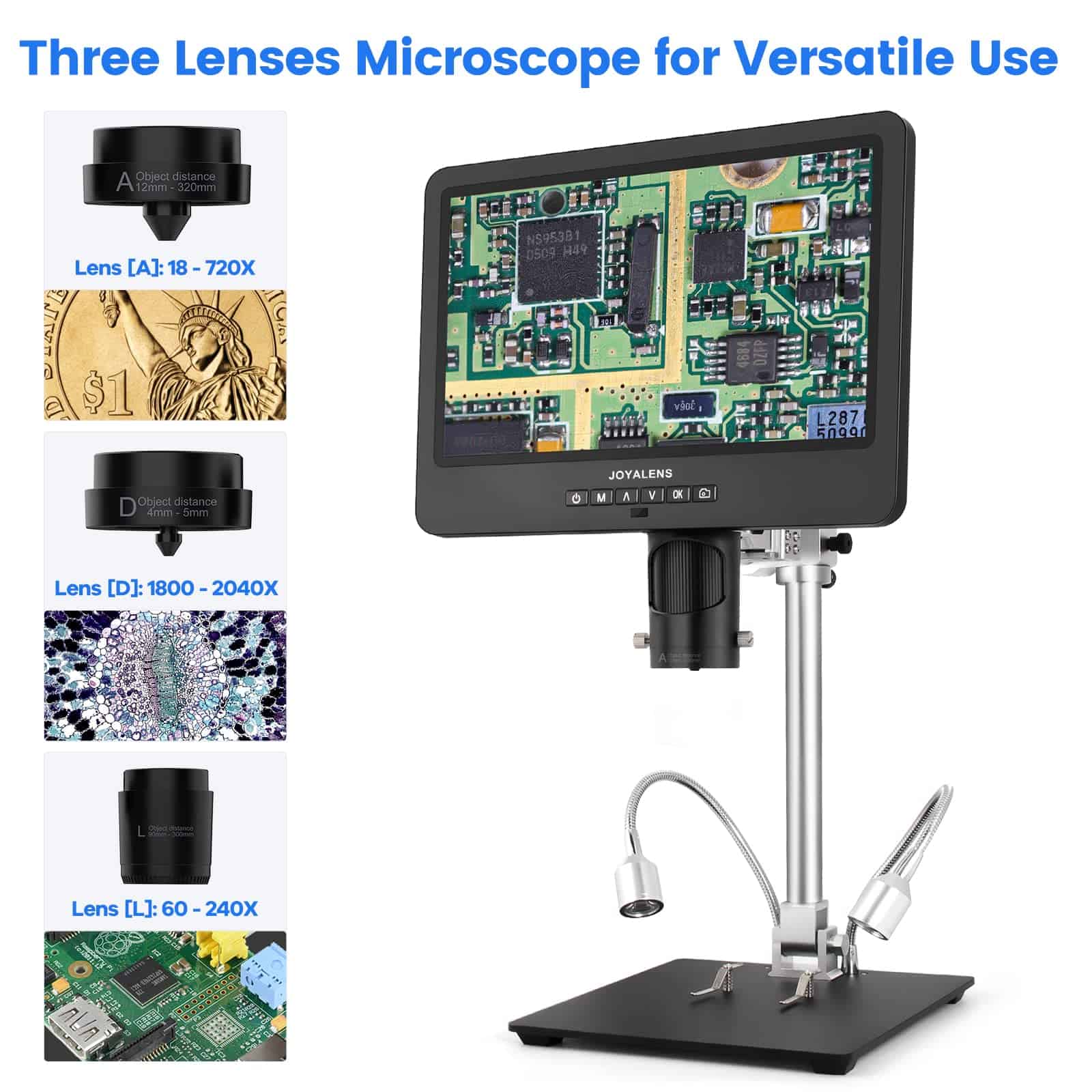 JOYALENS JL249MS Microscopio Digital 3 Lentes 10.1 Pulgadas - Image 3