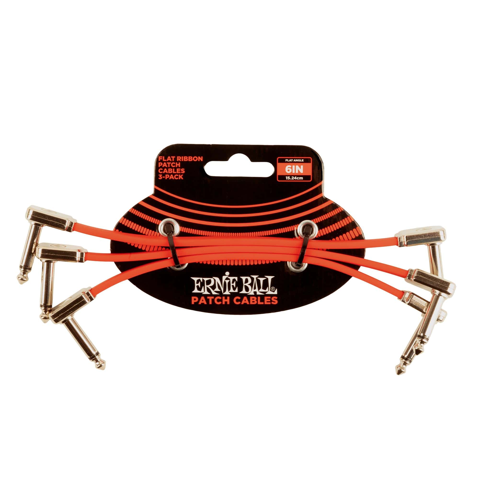Paquete de 3 cables planos en cinta de Ernie Ball - Rojo