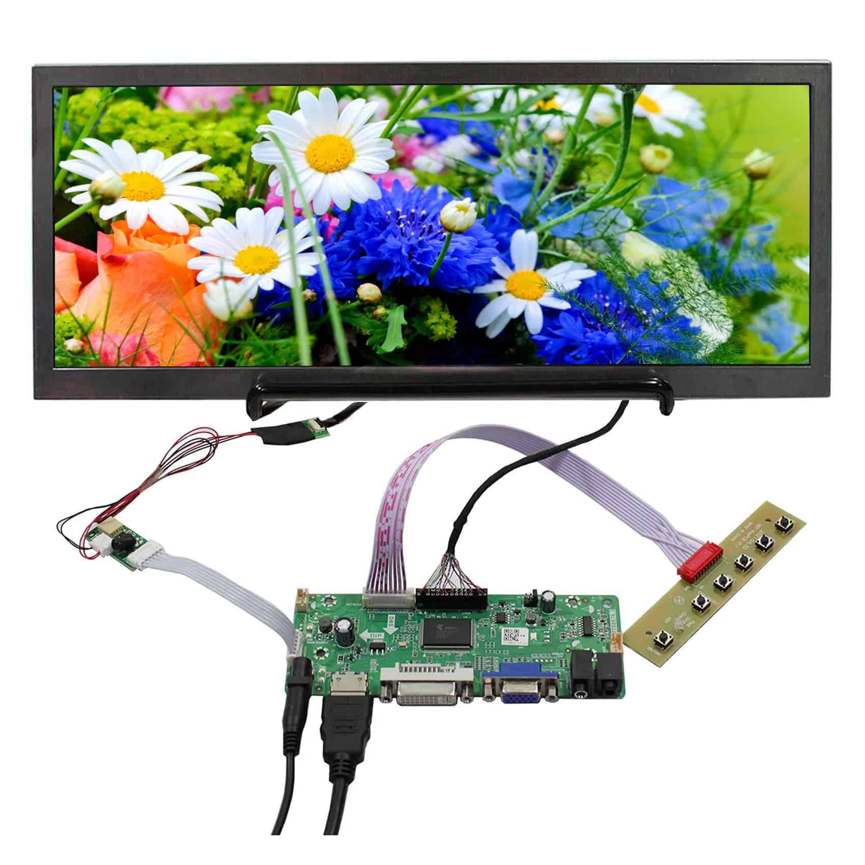 FanyiTek Pantalla LCD IPS de Barra Ancha de 10.3 pulgadas