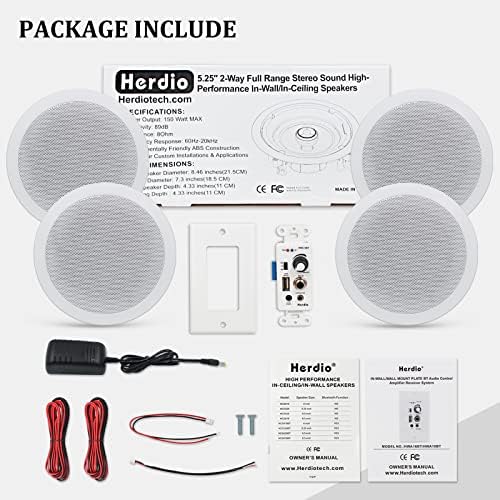 4 Bocinas para Techo Herdio HCS528 Plafón 5.25" Bluetooth - Image 8