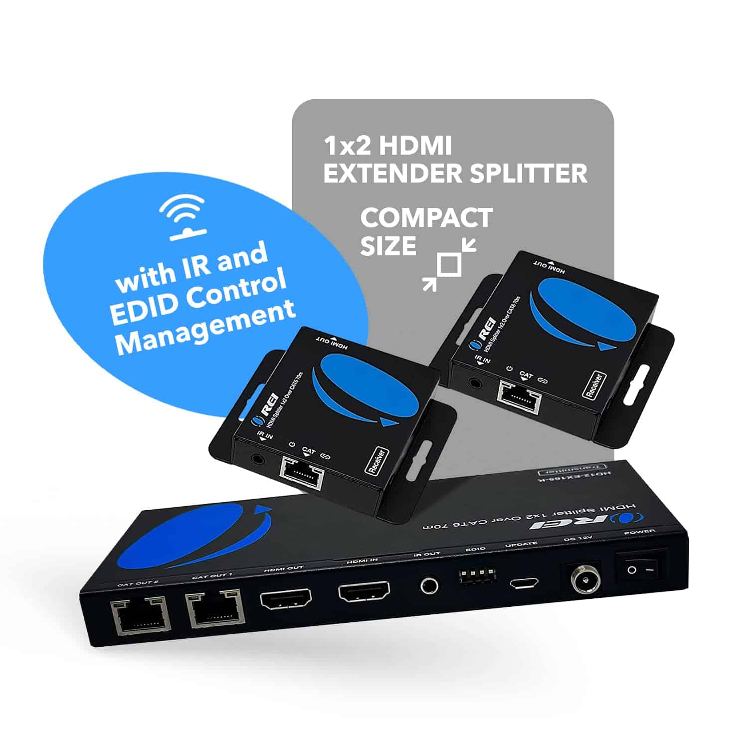 OREI 4K 1x2 HDMI Extensor Splitter sobre Ethernet Cat6/7 - Image 3