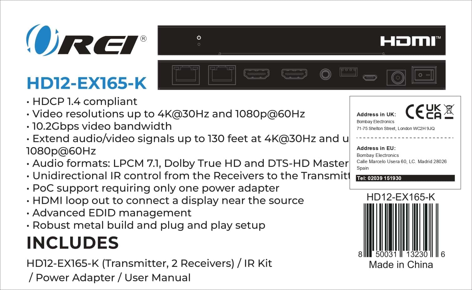 OREI 4K 1x2 HDMI Extensor Splitter sobre Ethernet Cat6/7 - Image 10
