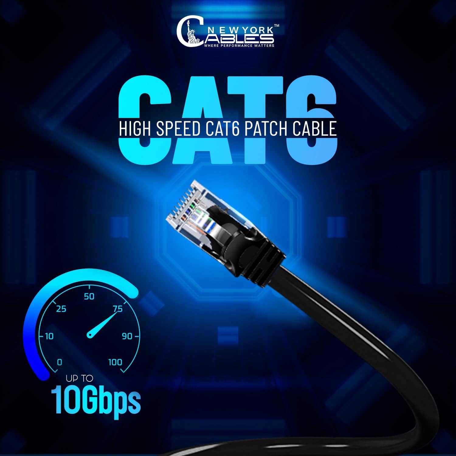 Cables de Red Cat6 Ethernet NewYork 10ft RJ45 5 Pzas - Negro - Image 5