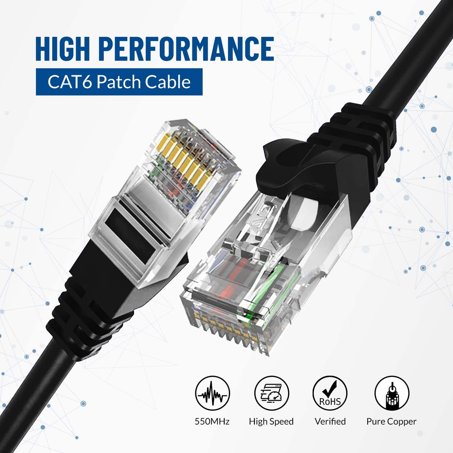 Cables de Red Cat6 Ethernet NewYork 10ft RJ45 5 Pzas - Negro - Image 3