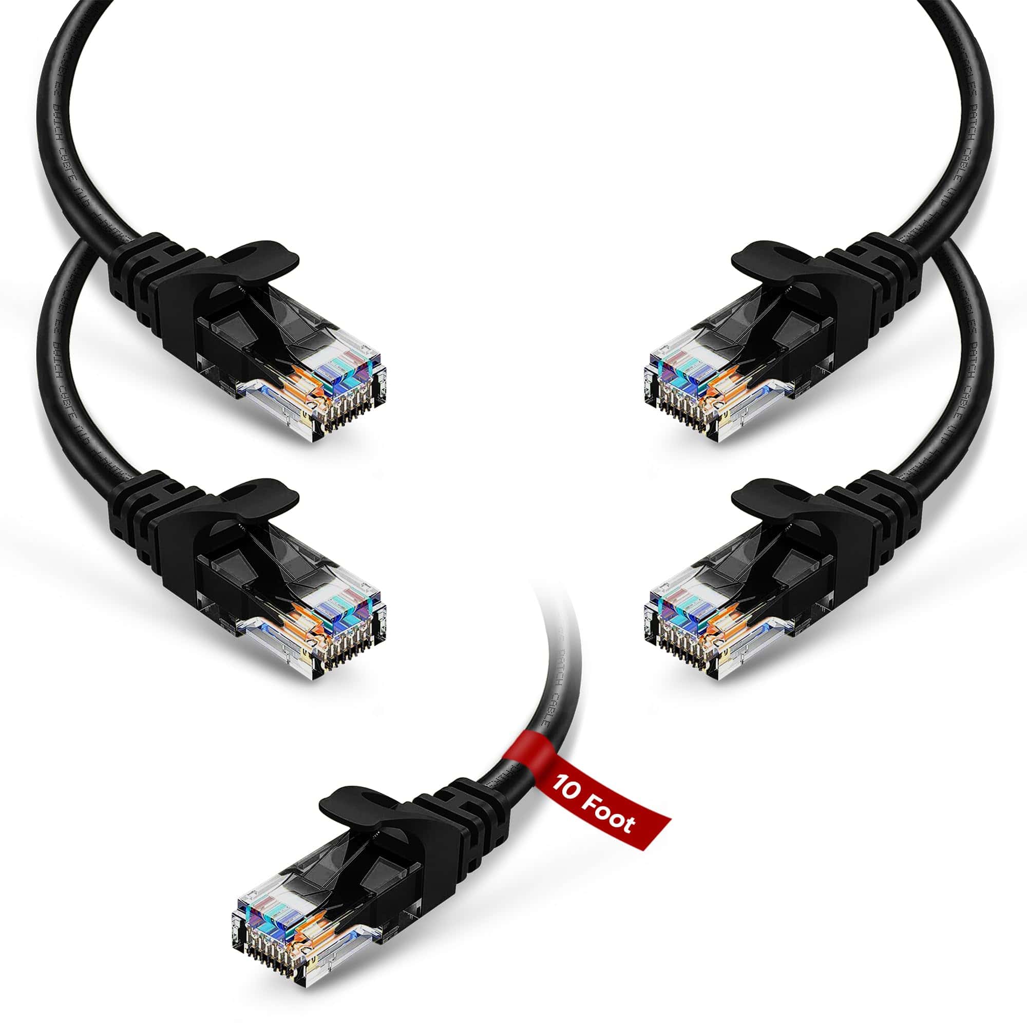 Cables de Red Cat6 Ethernet NewYork 10ft RJ45 5 Pzas - Negro
