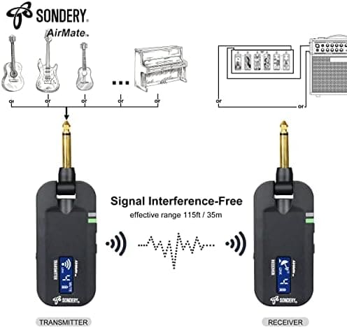 Conector Bluetooth para Guitarra Sondery 6.35mm -Negro