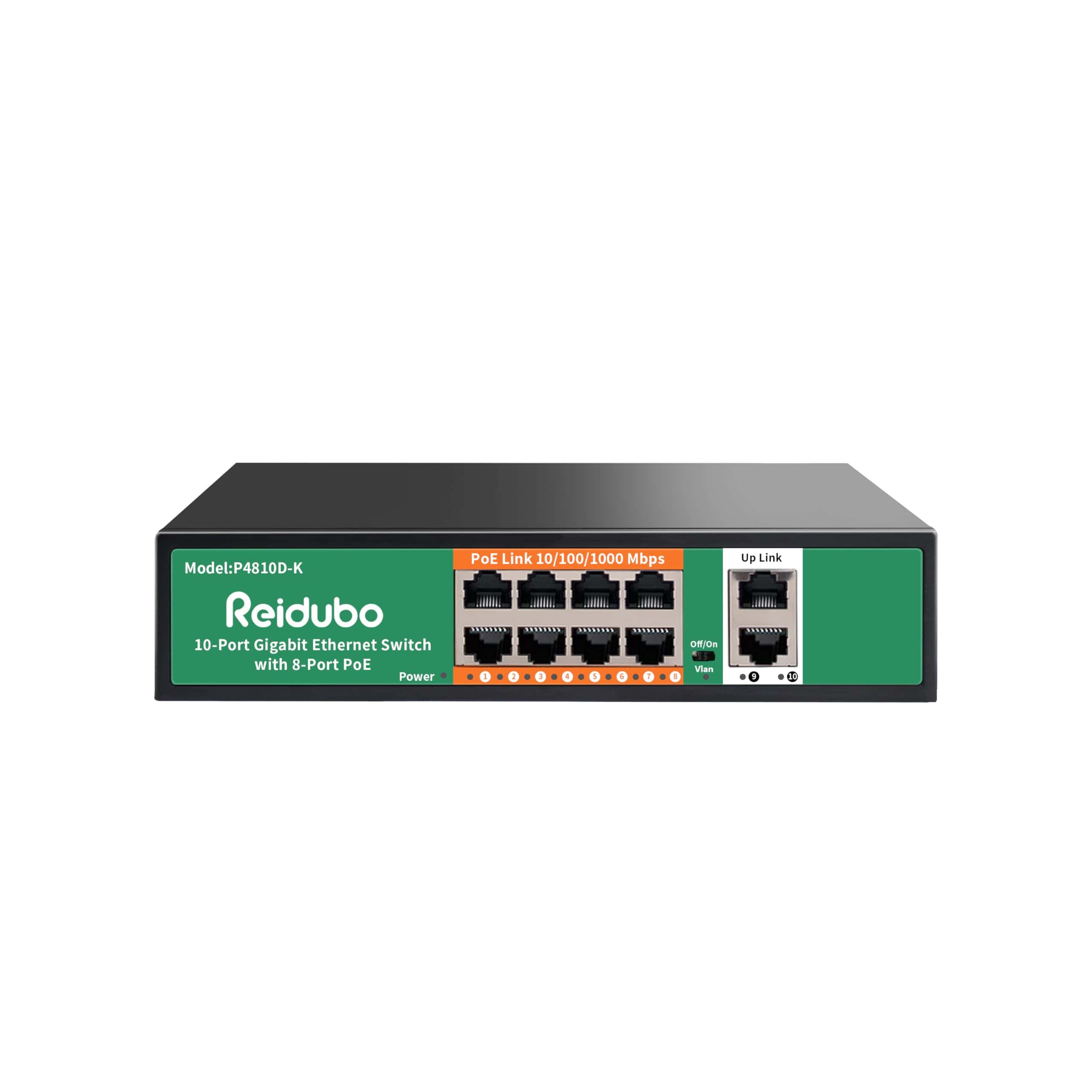 Switch PoE Gigabit de 8 Puertos Reidubo con 2 Gigabit