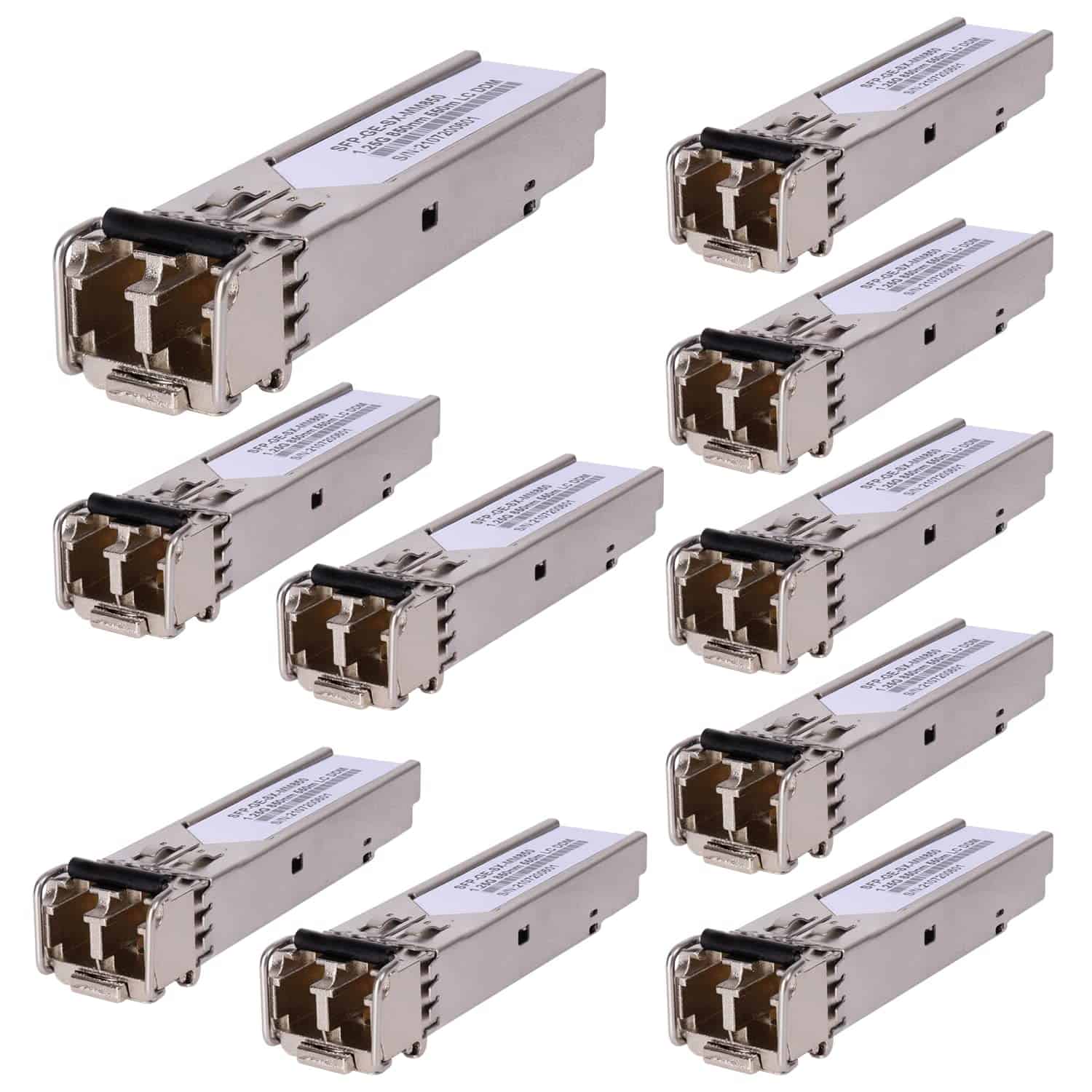 10Pack 1.25G 850nm Multimode SFP LC Módulo de Transceptor