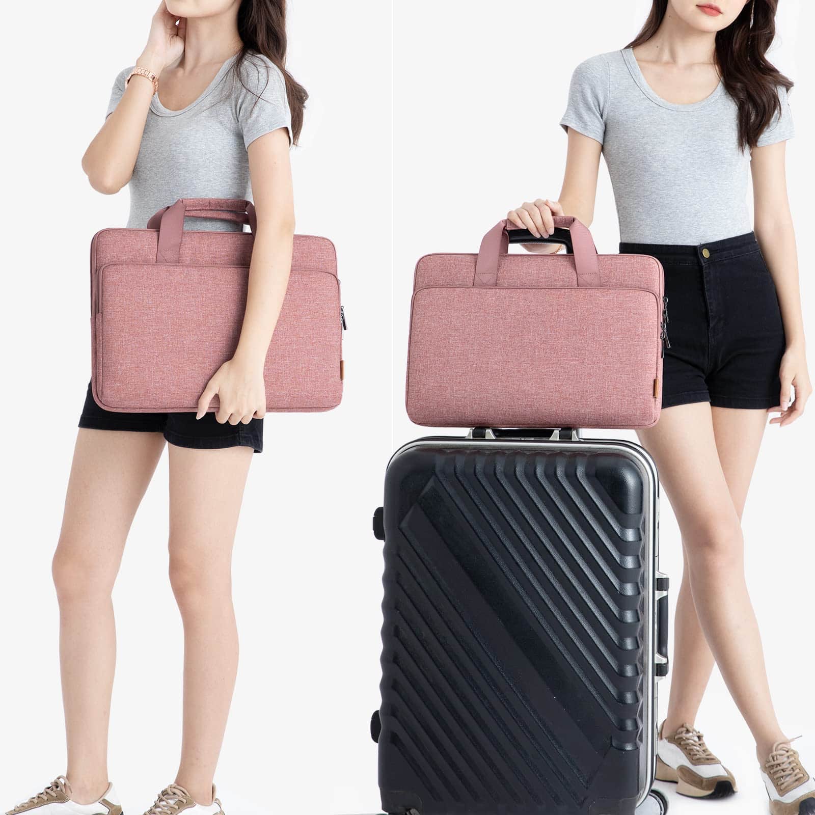 Bolso Tipo Maletin para Laptop DOMISO de 17.3" Rosa - Image 8