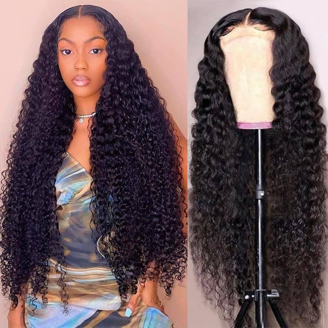 yuccy 250% Density Deep Wave Lace Front Wigs Pelo Humano