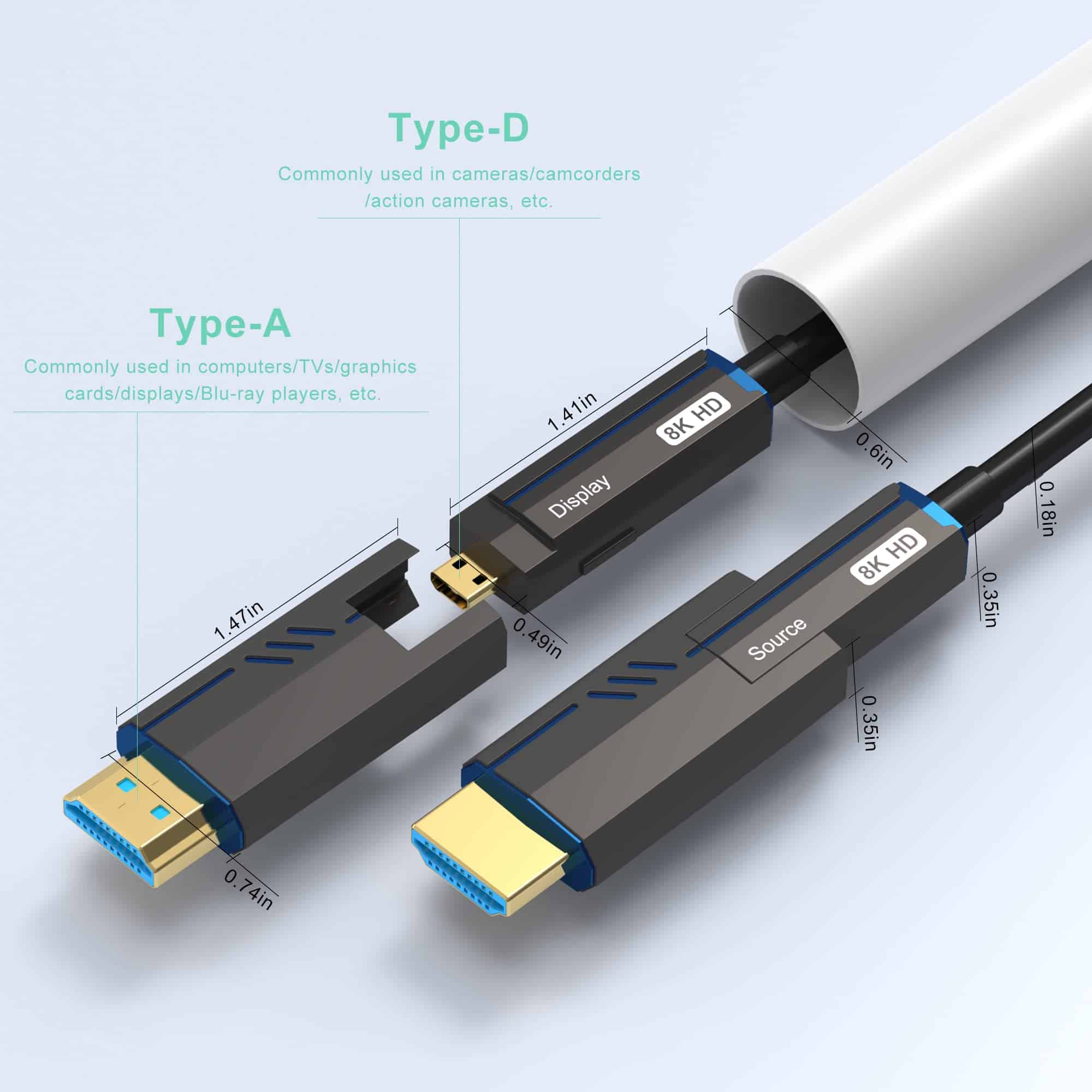 Cable de Fibra óptica HDMI Desmontable 8K 165Pies/50m, - Image 3