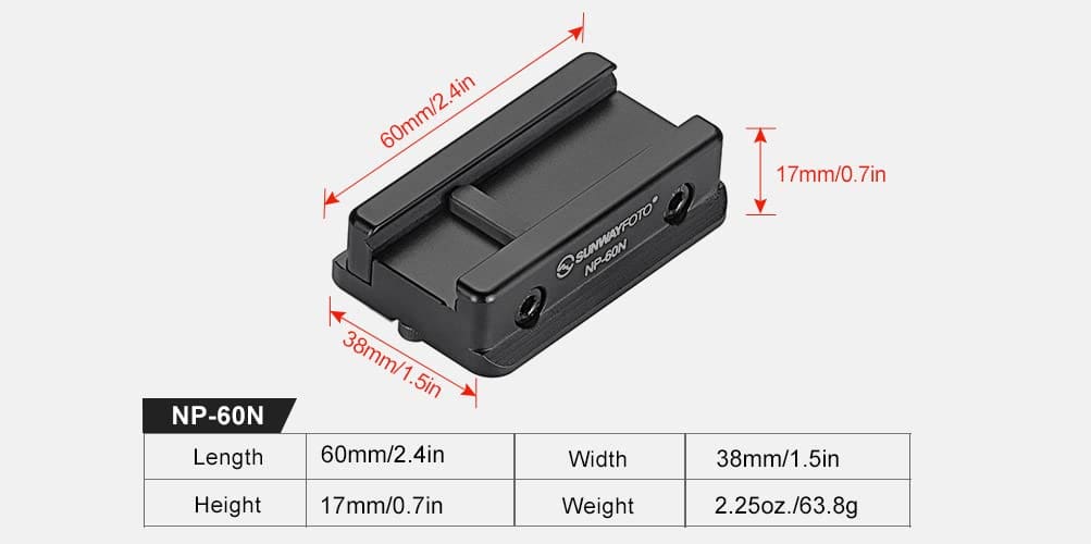 Placa Adaptadora Sunwayfoto NP-60N 60mm Compatible con - Image 6