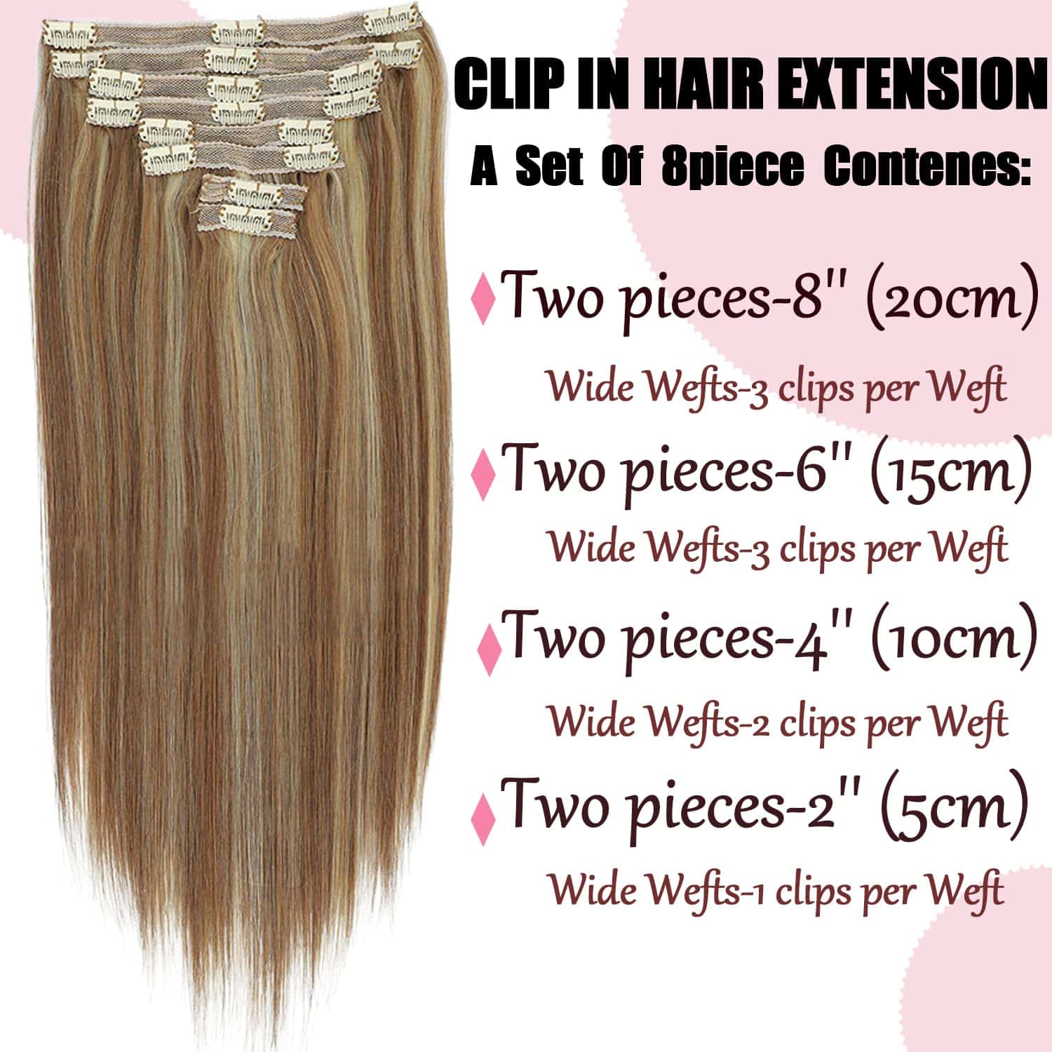 Alternative view of Extensiones de Cabello Humano Clip - Pelo Liso Remy 120g