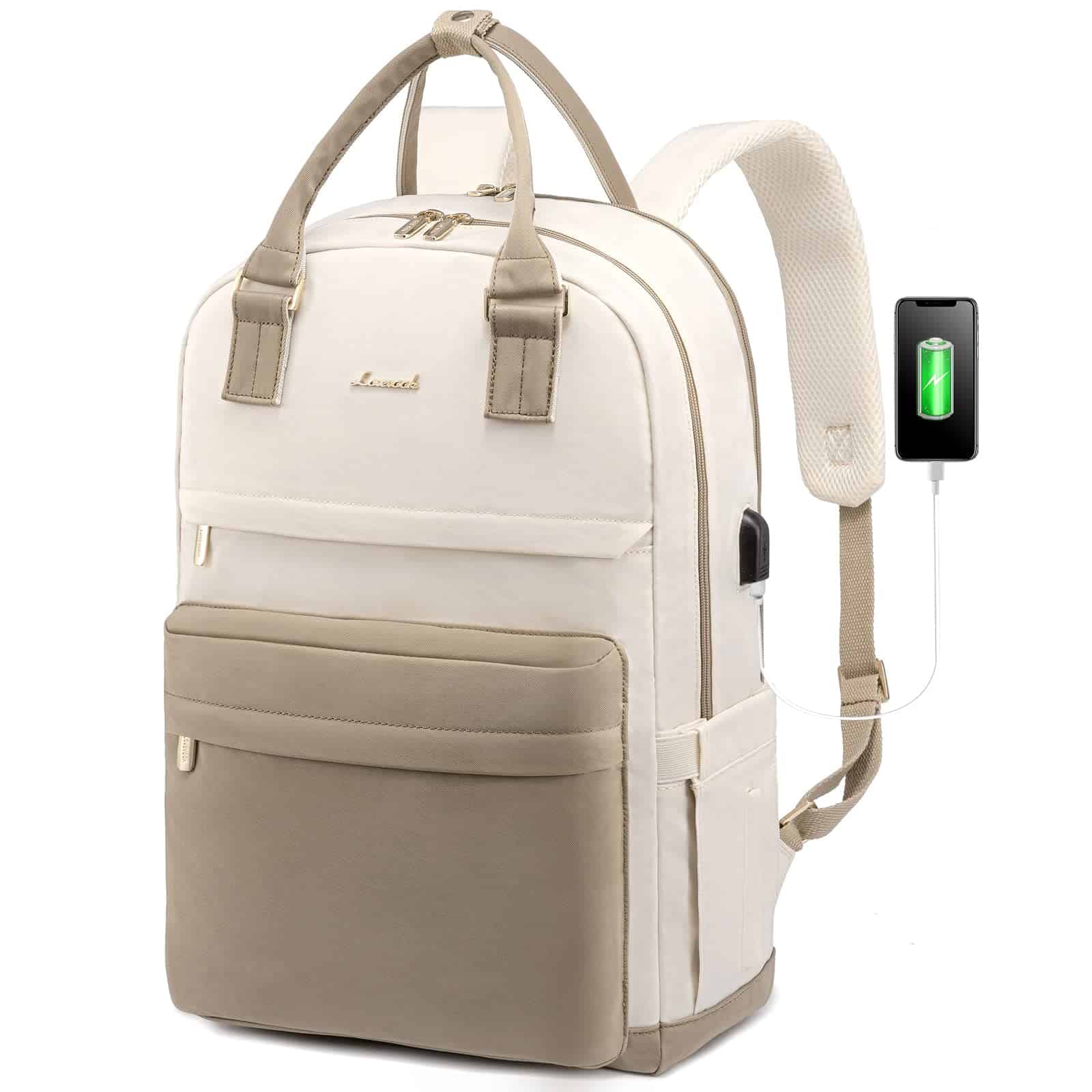 Mochila Para Portátil LOVEBOOK De 17.3'' Para Mujer -Beige