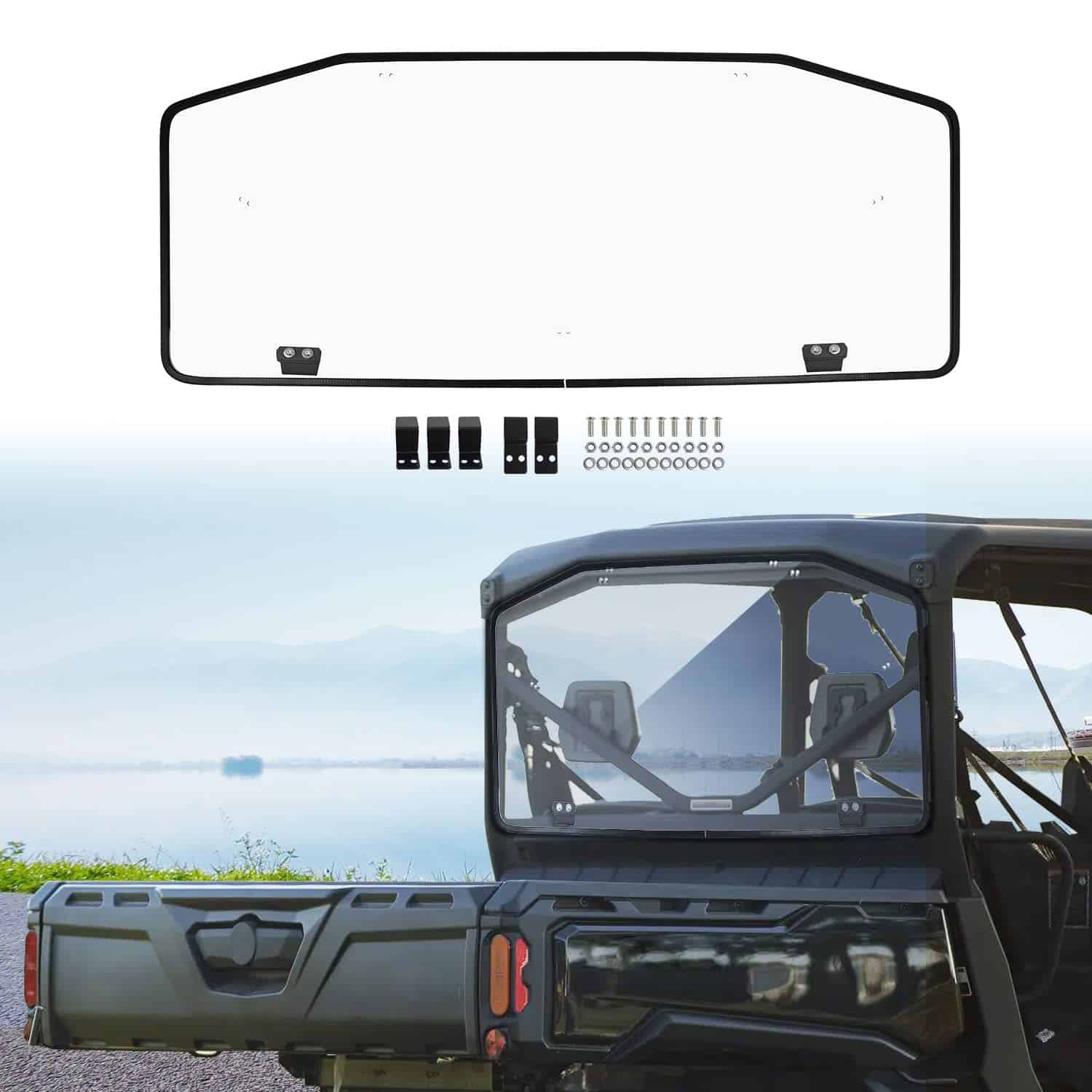 CUSAUTV Parabrisas Trasero Completo Transparente Compatible