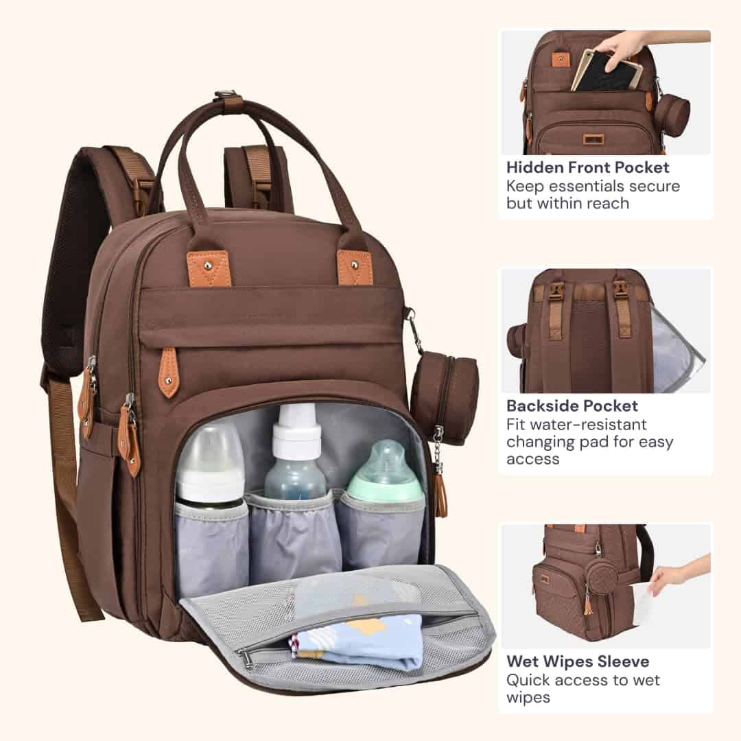 Mochila para pañales BabbleRoo - Bolso de viaje para bebé - - Imagen 5
