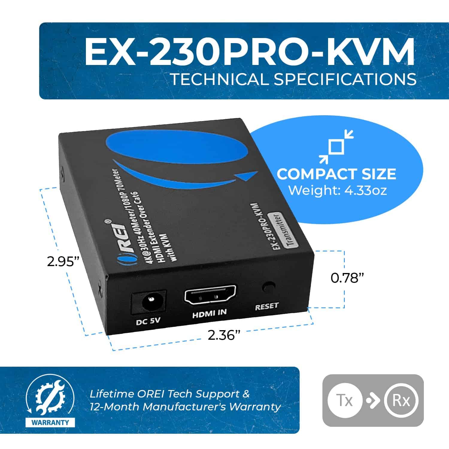 Extensor OREI KVM 4K HDMI Balun sobre Cable Ethernet CAT6/7 - Image 9