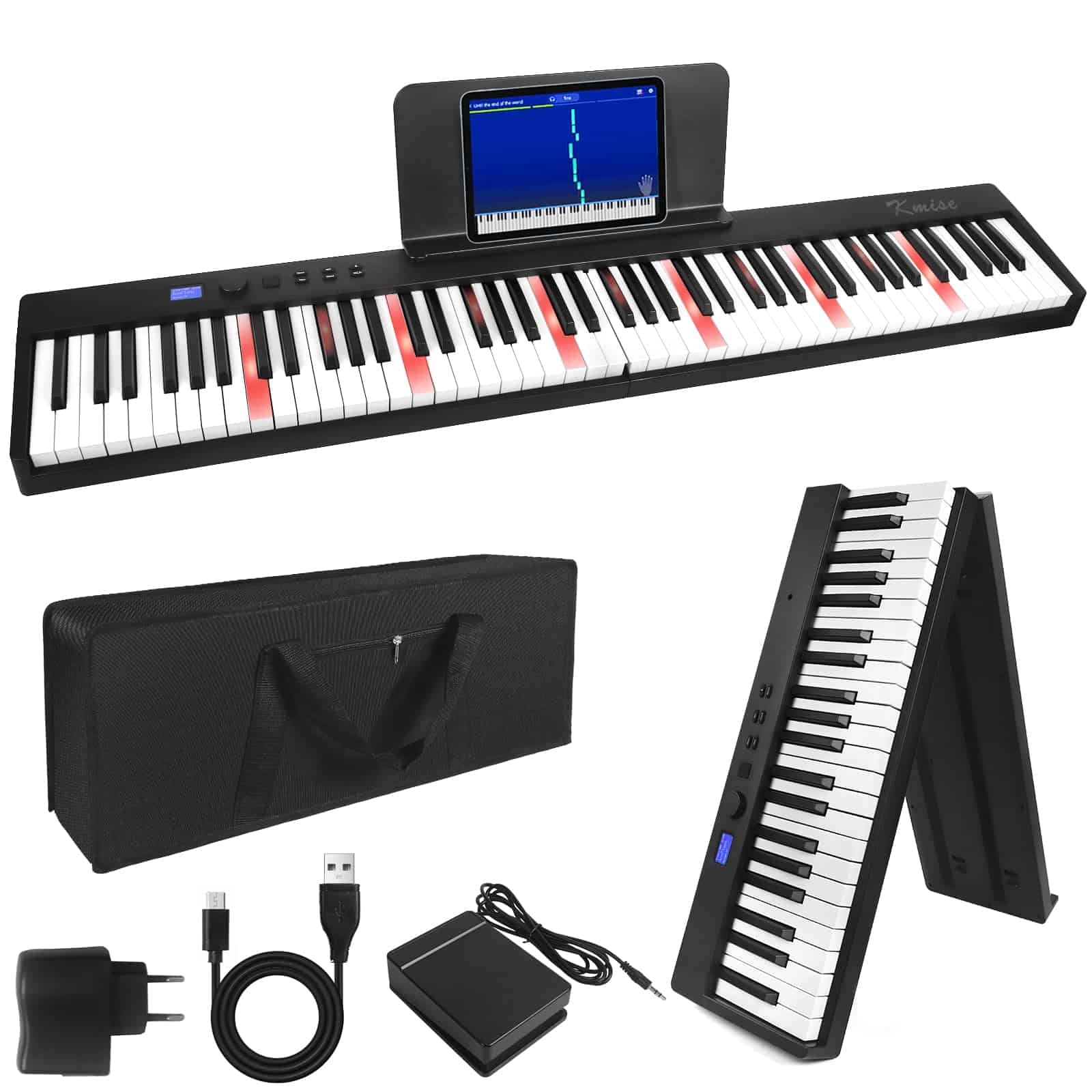 Teclado de Piano Plegable Kmise, Teclado Eléctrico 88