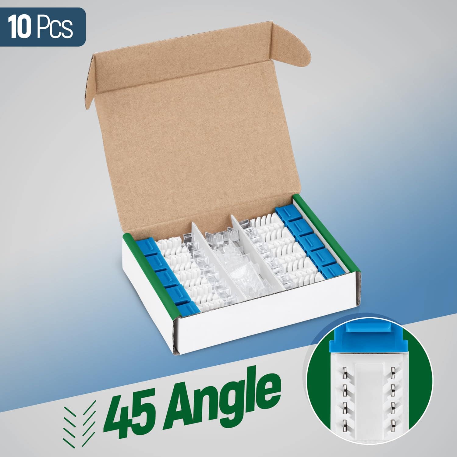 Alternative view of Conjunto de 10 Jacks Keystone RJ45 Cat6A inclinados 45�