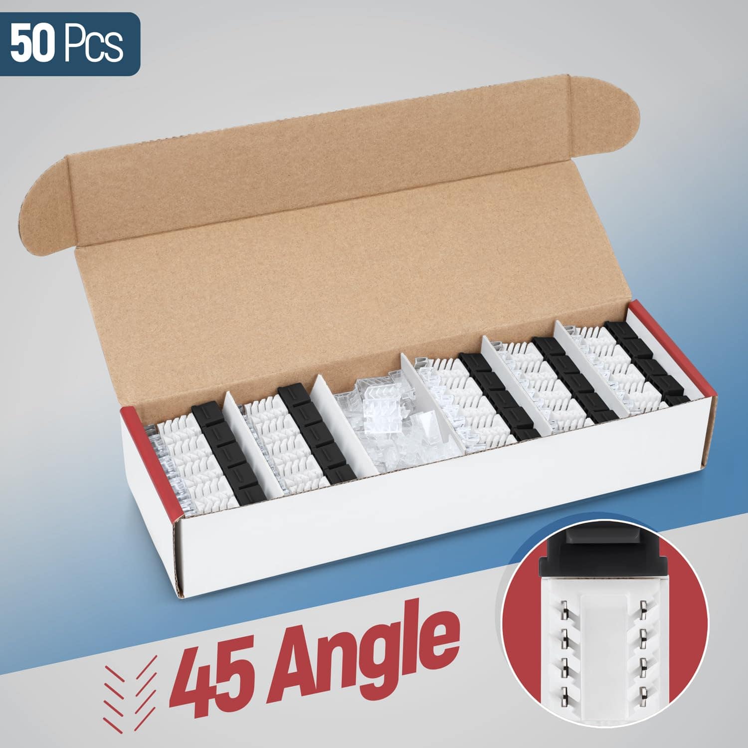 Alternative view of Conjunto de 50 conectores Everest 45° RJ45 Cat6 Keystone