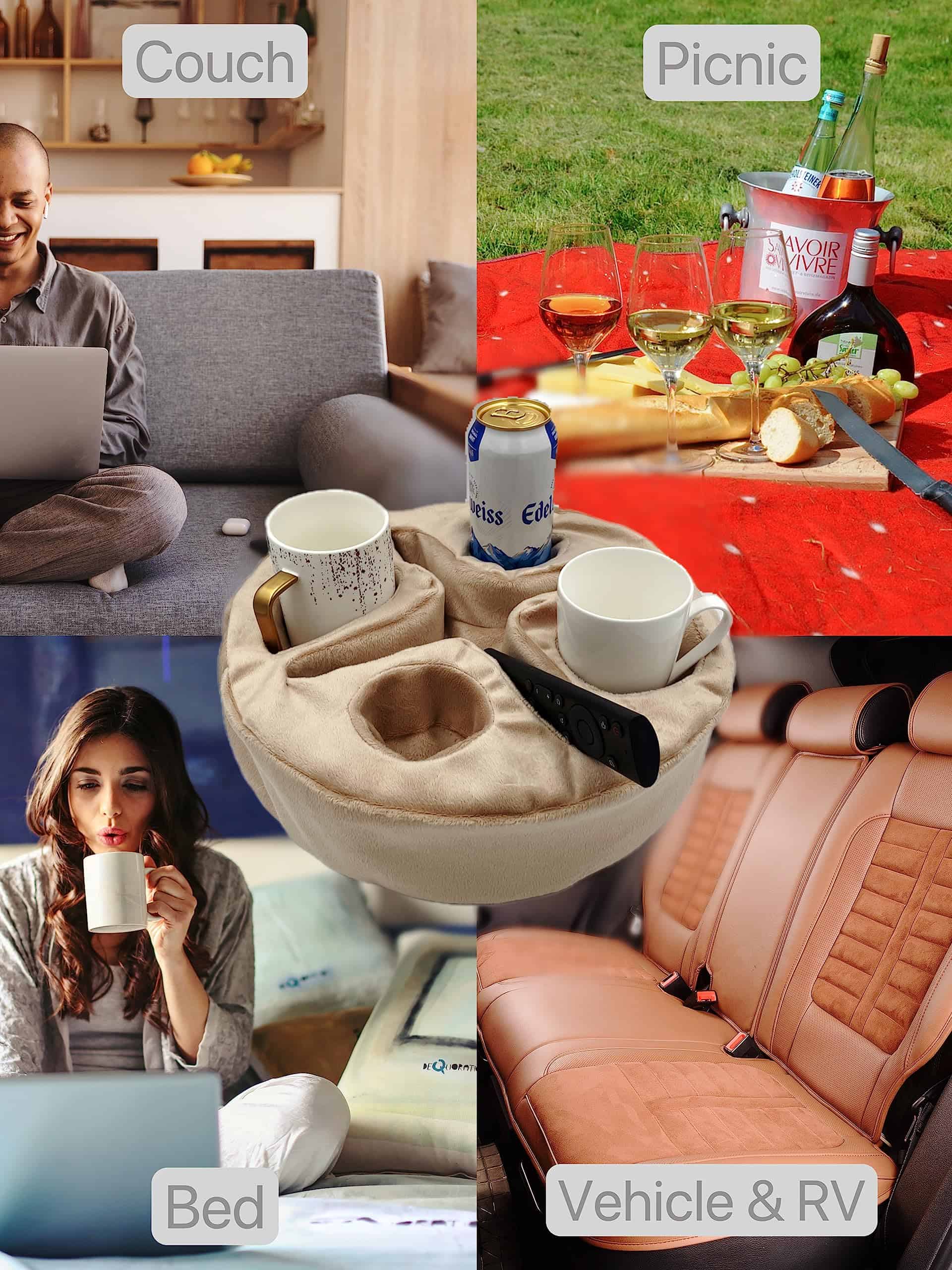 Charola Snacks Sillon Xchouxer Porta Celular Control -Crema - Imagen 6
