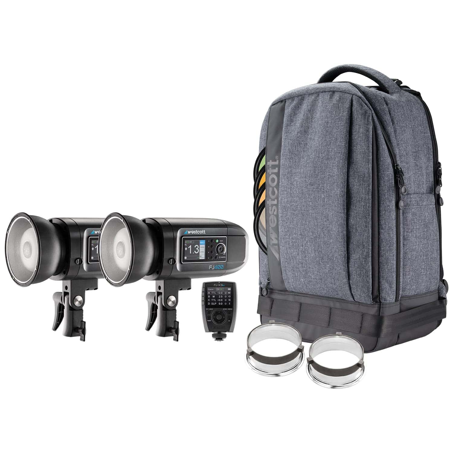 Kit de 2 luces de flash Westcott FJ400 con mochila y