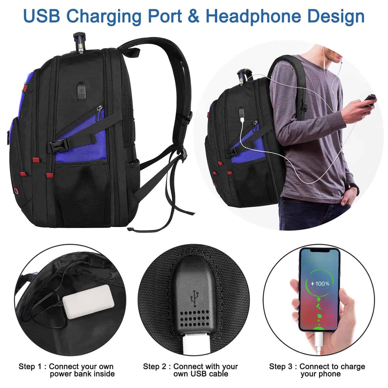 Mochila Extra Grande Z-MGKISS, Bolsa de Viaje para Laptop - Image 8