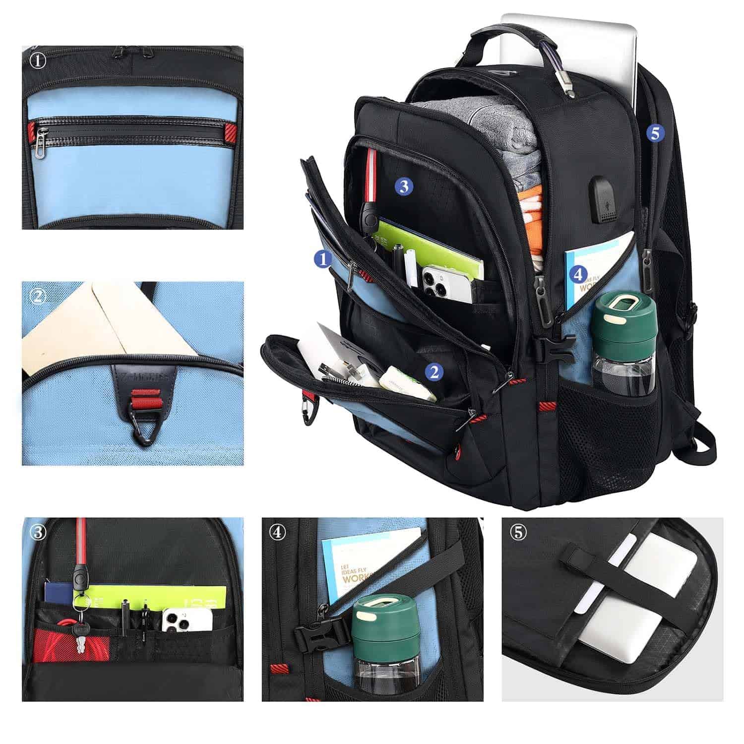 Mochila grande Z-MGKISS para viajes, 52L, mochila antirrobo - Image 6