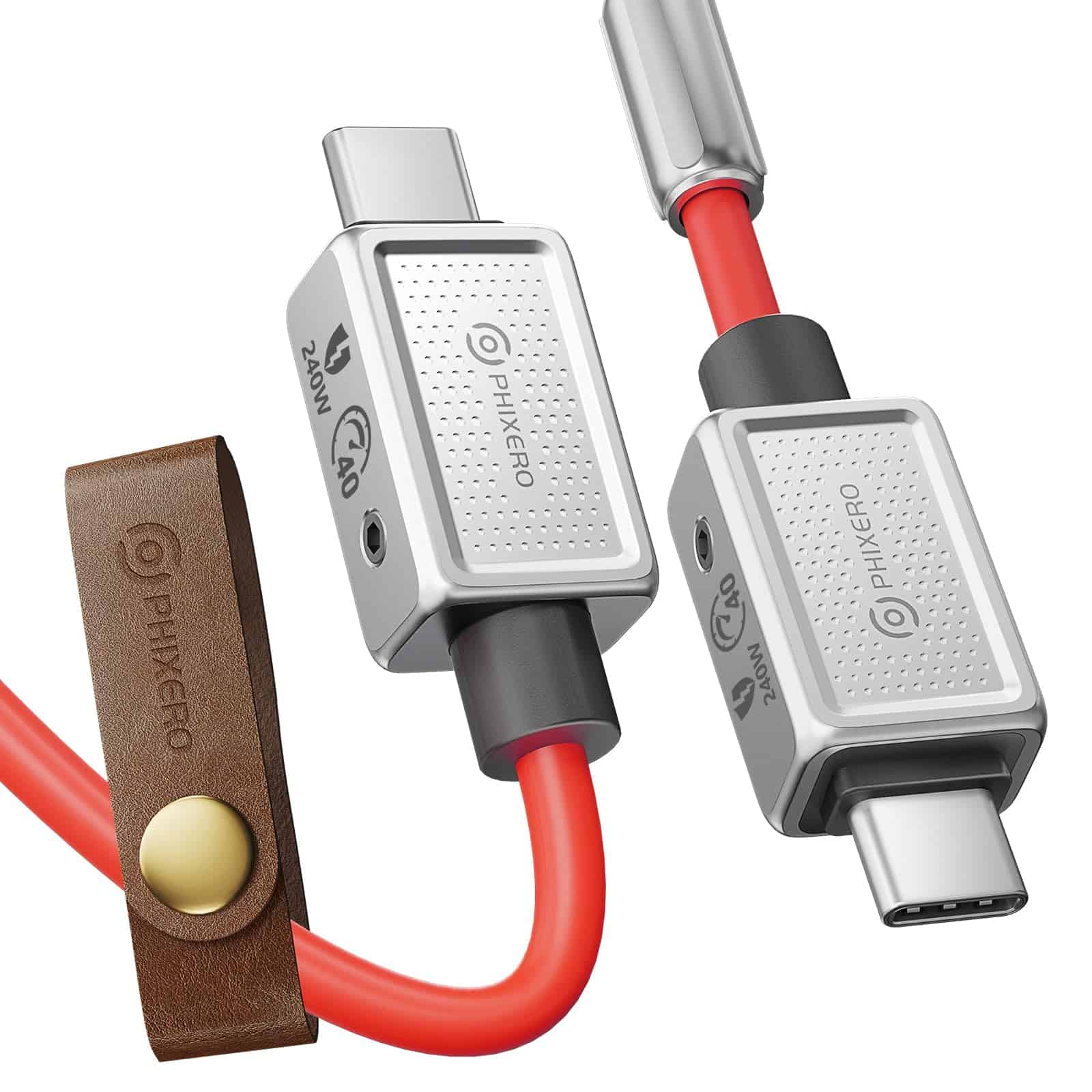 Cable USB C a USB C PHIXERO 240W, Aleación de -Rojo
