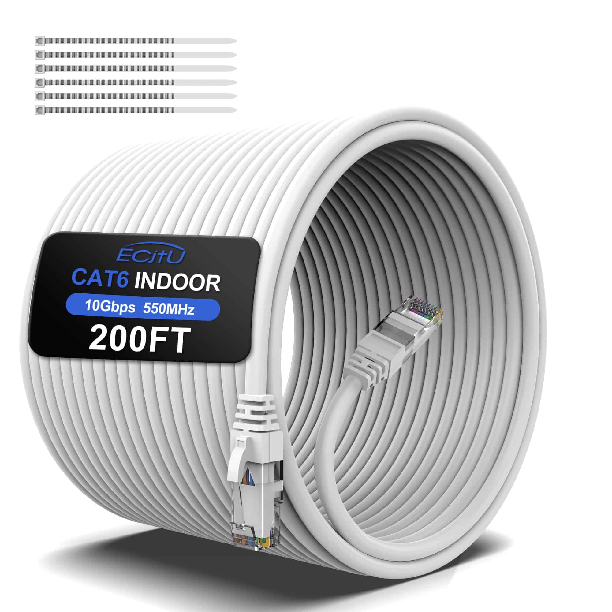 200FT Cable de Ethernet Cat6, Cable de Red Cat 6, Cable de