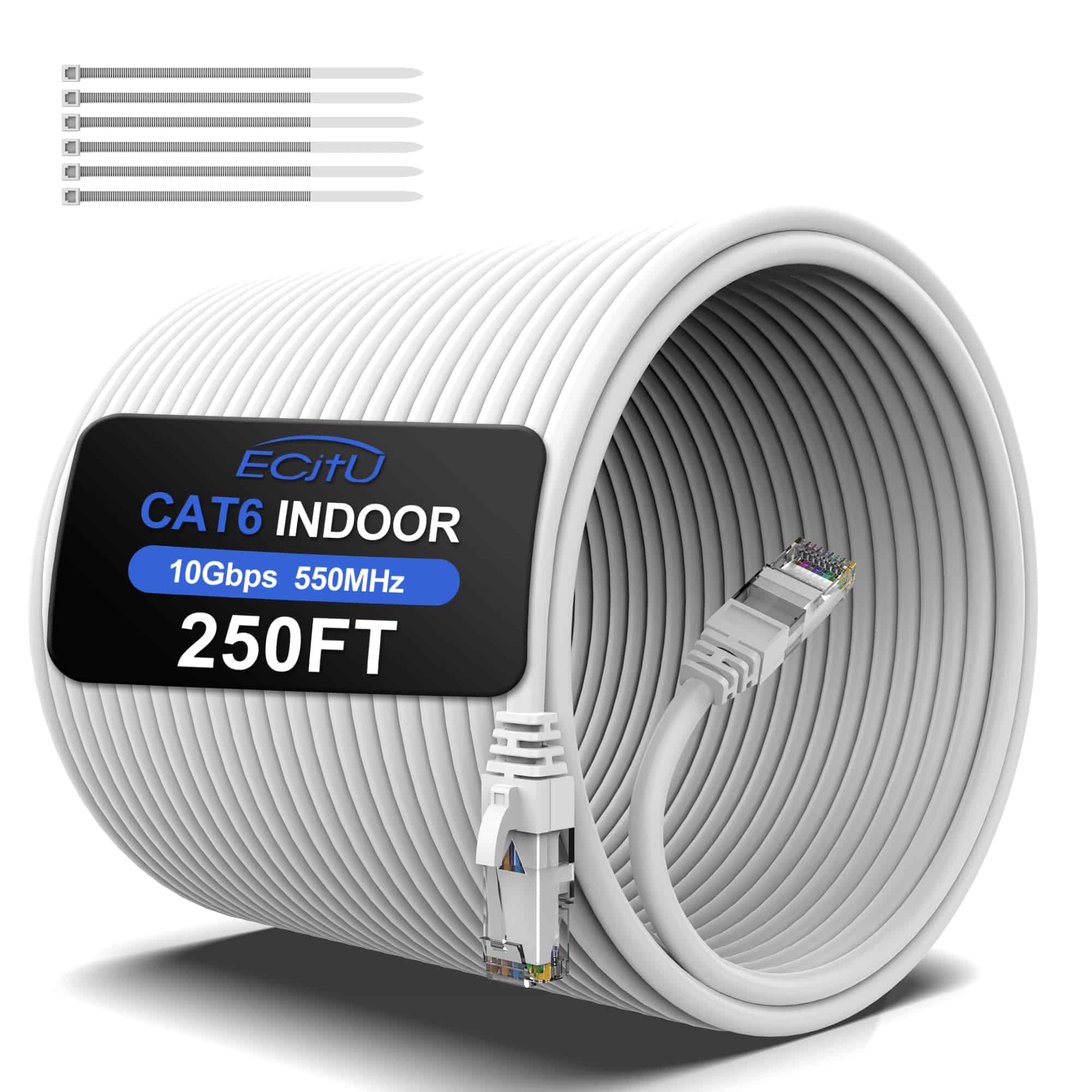 250FT Cable de Ethernet Cat6, Cable de Parche Cat 6, Cable