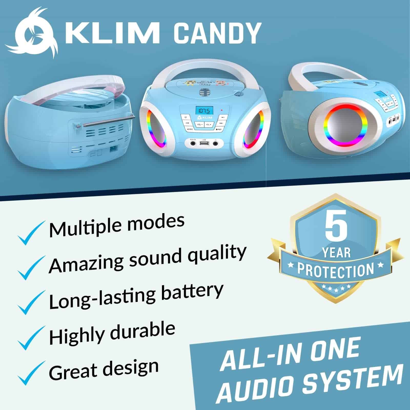 KLIM Candy Kids Boombox Reproductor de CD para Niños + - Image 3