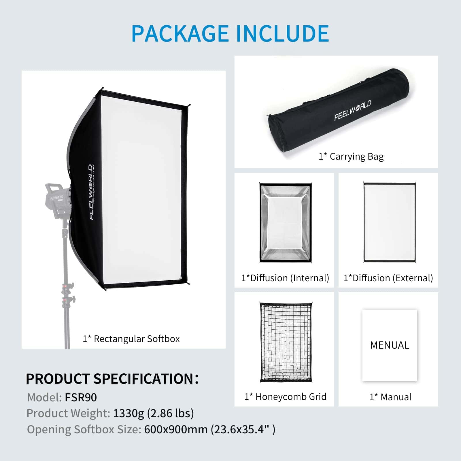 FEELWORLD FSR90 Rectangular Softbox, 60x90cm para FEELWORLD - Image 10