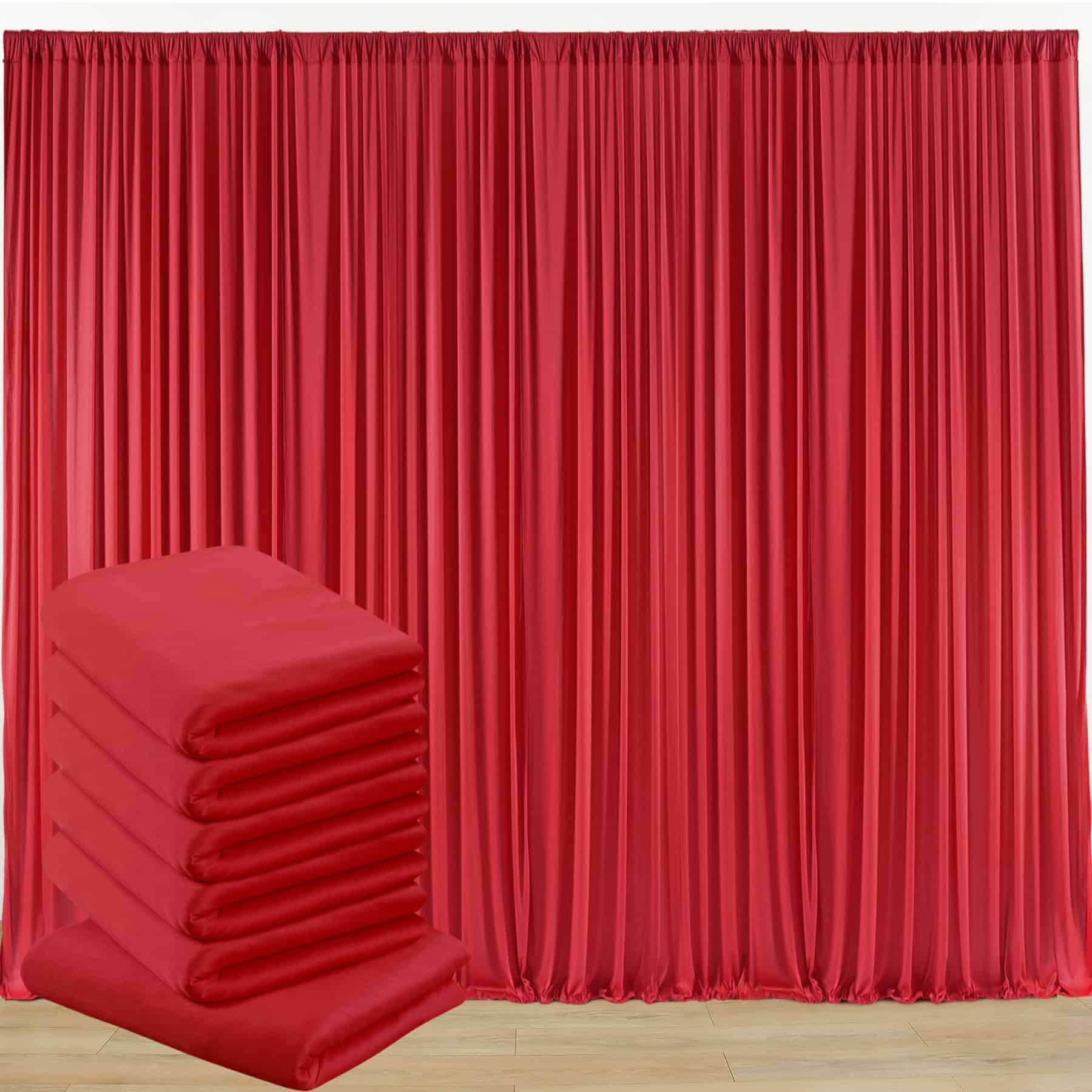 Cortinas de fondo Rojas sin Arrugas de 30 pies x 10 pies