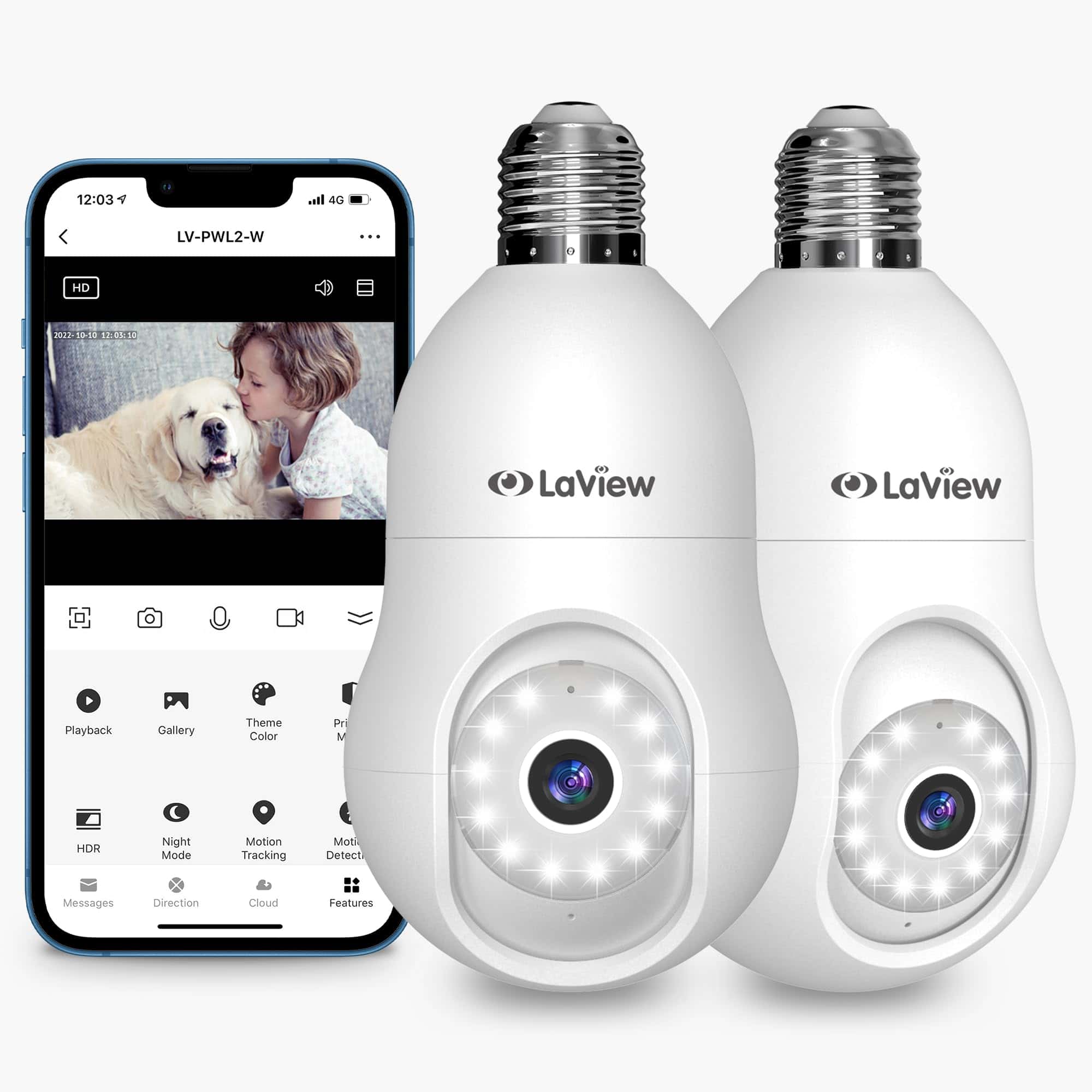 Cámara de Seguridad LaView 4MP Bulbo 2.4GHz, 360� Cámaras