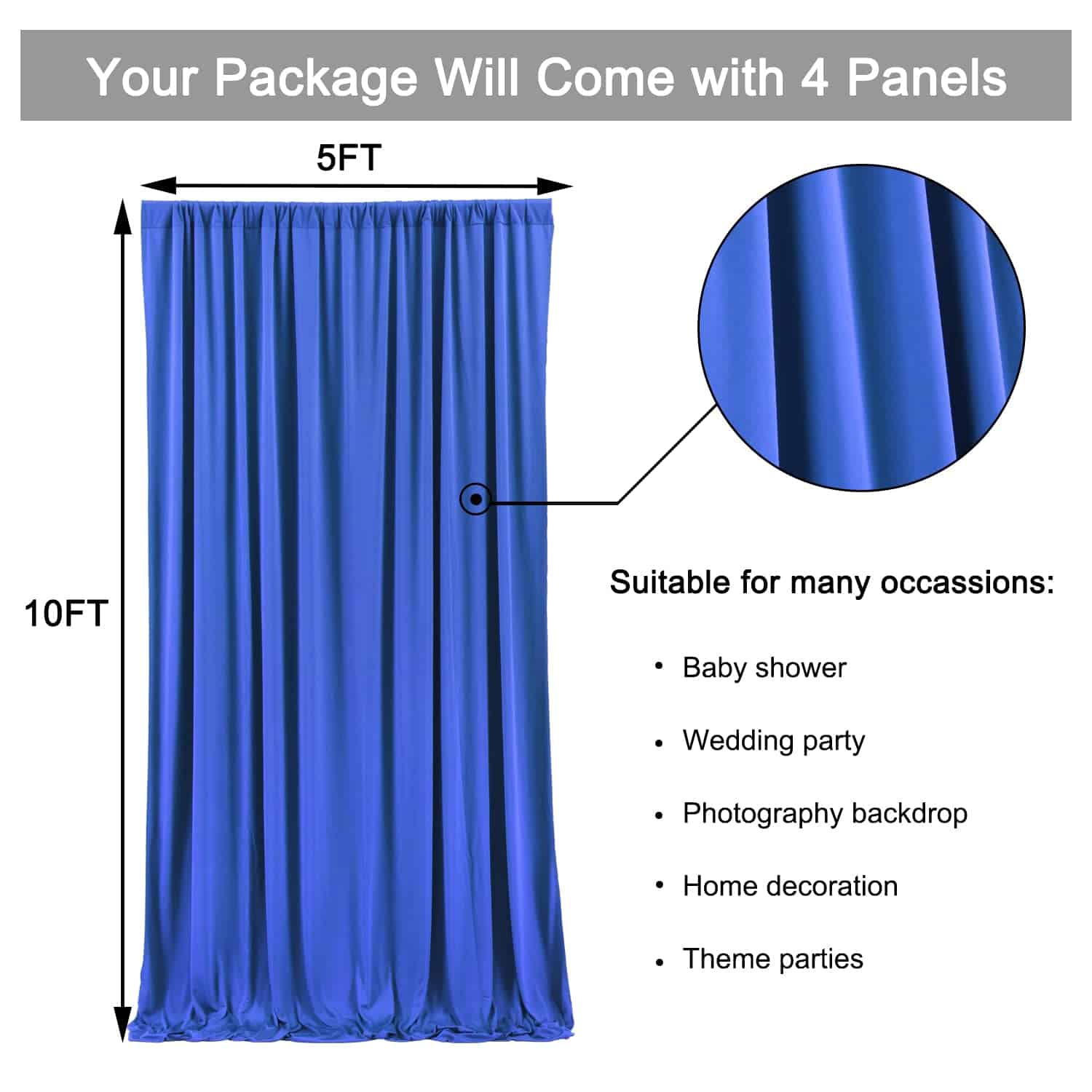 Alternative view of Cortinas de fondo sin arrugas de 10 pies x 20 pies, paneles