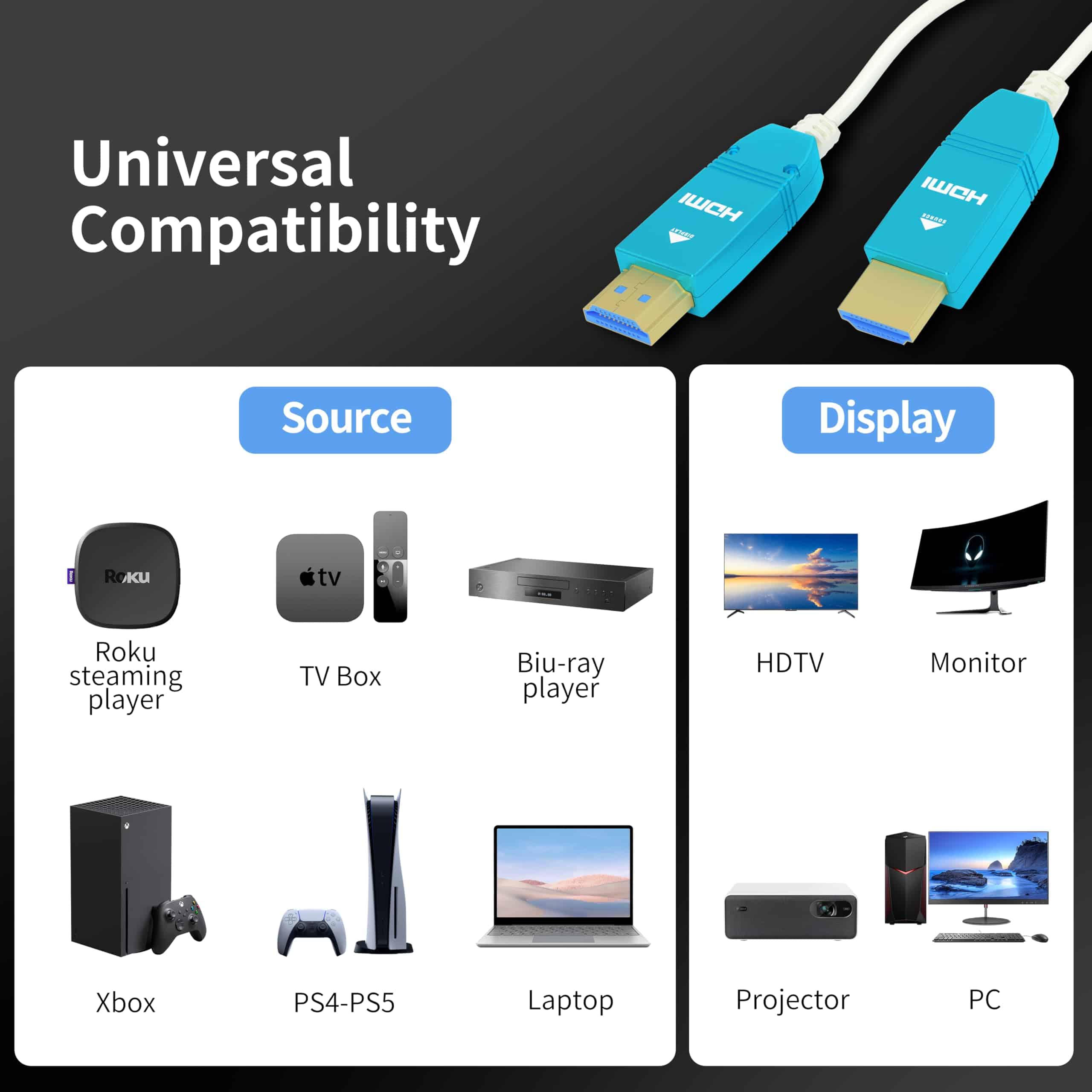 Cable HDMI de Fibra Óptica BlueAVS de 50 pies 4K 60Hz HDMI - Image 5