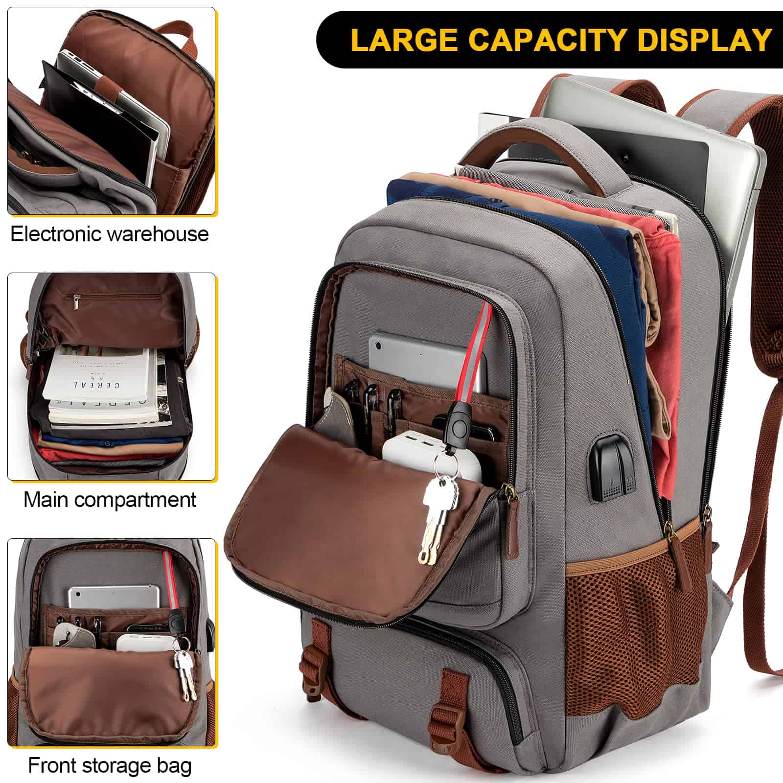 Mochila de lona Tzowla para Laptop, Bolsa para Hombres y - Image 4