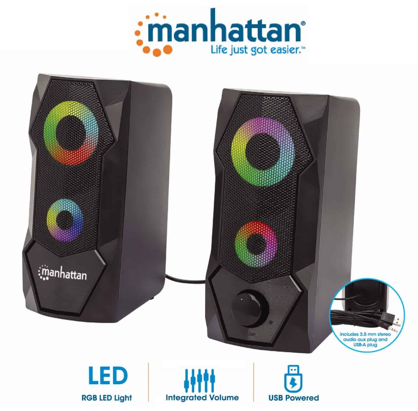 Bocinas de Juegos RGB Manhattan USB con Sonido Estéreo, - Imagen 6