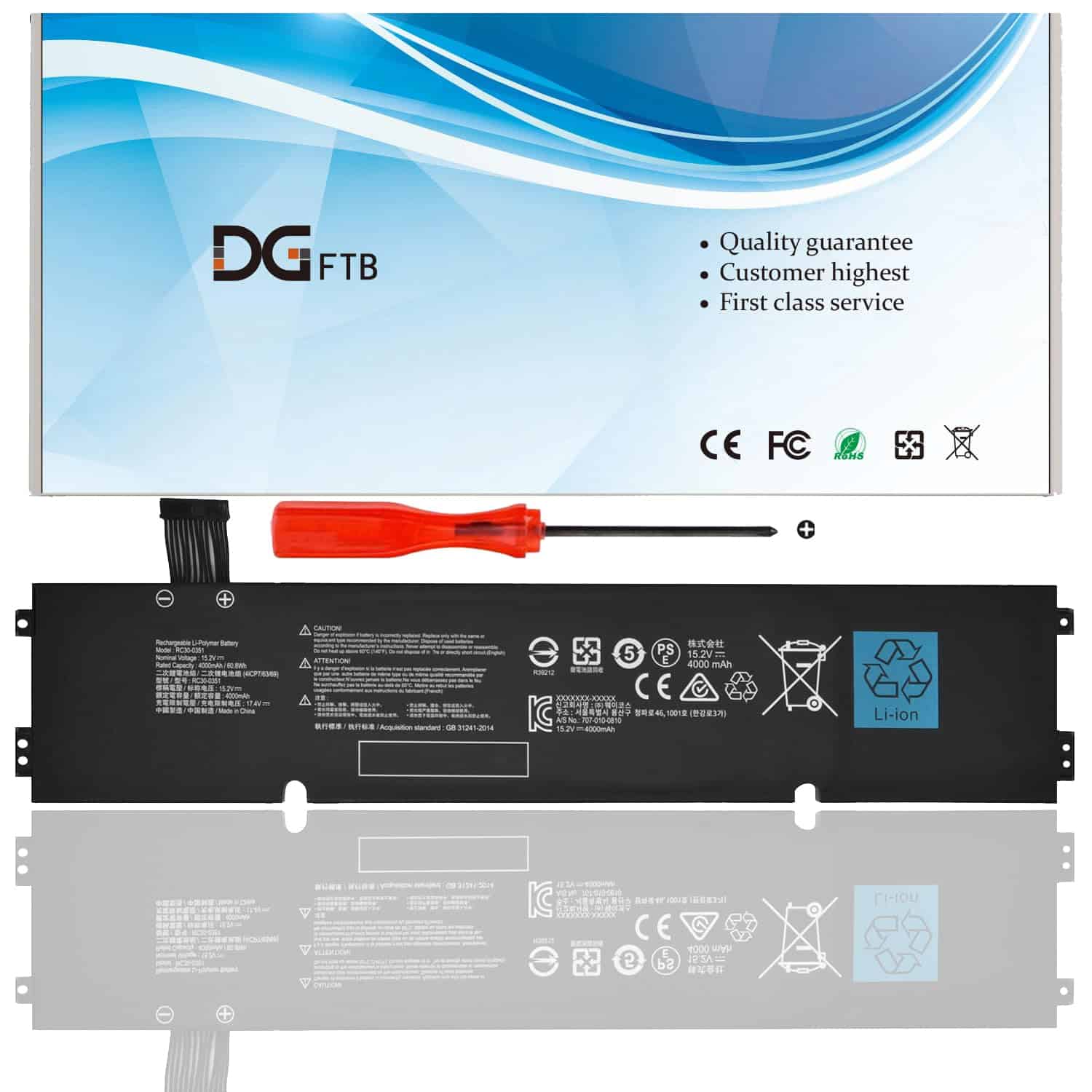 Batería para Laptop DGFTB RC30-0351 para Razer Blade 15