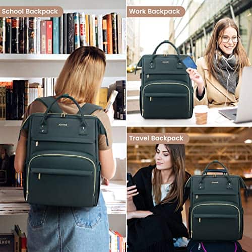 Mochila de Cuero LOVEVOOK 15.6'' Durable Puerto USB -Verde - Image 7