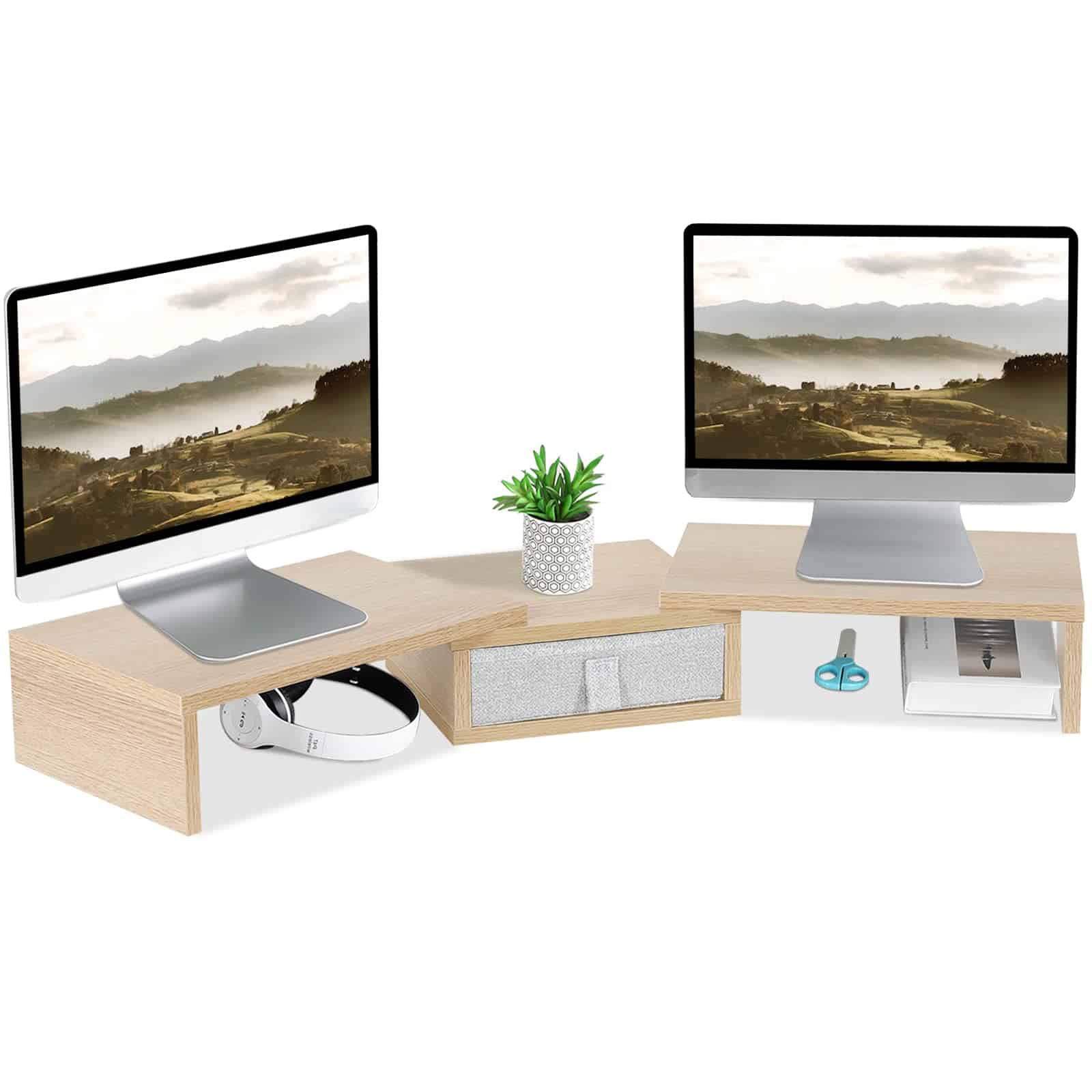 Elevador de Monitor TEAMIX de 3 Estantes con Cajón - Ajuste