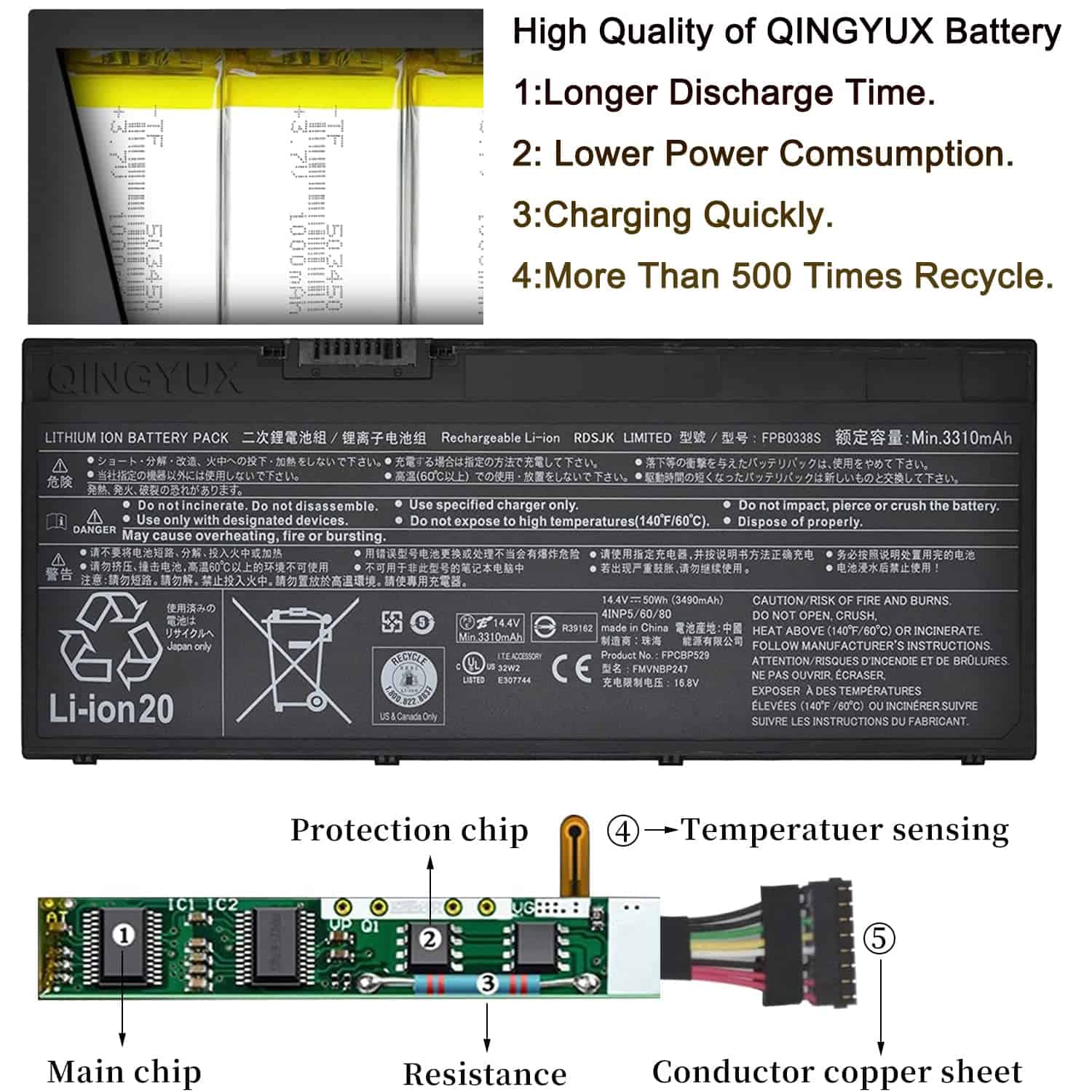 Batería de portátil QINGYUX FPCBP529 FPB0338S FPCBP531 - Image 5