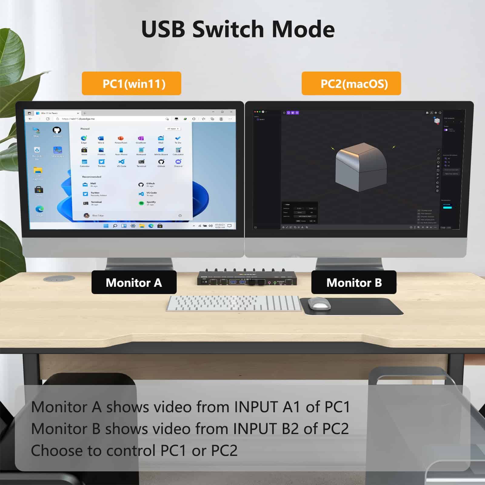 Switch KVM DP para monitores duales con control de voz, 2 - Image 4