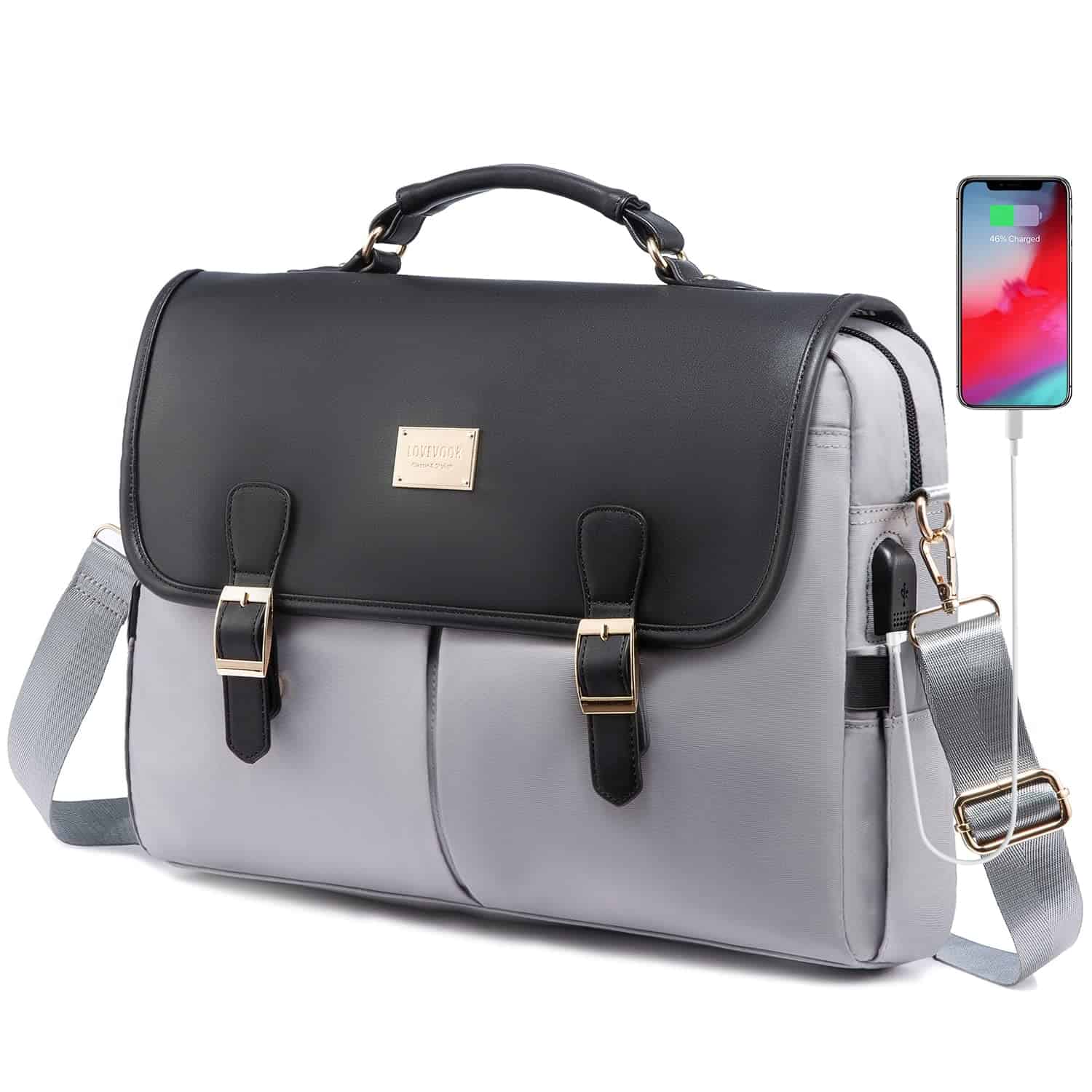 Bolso de Mano para Laptop LOVEVOOK 15.6" Negro-Gris