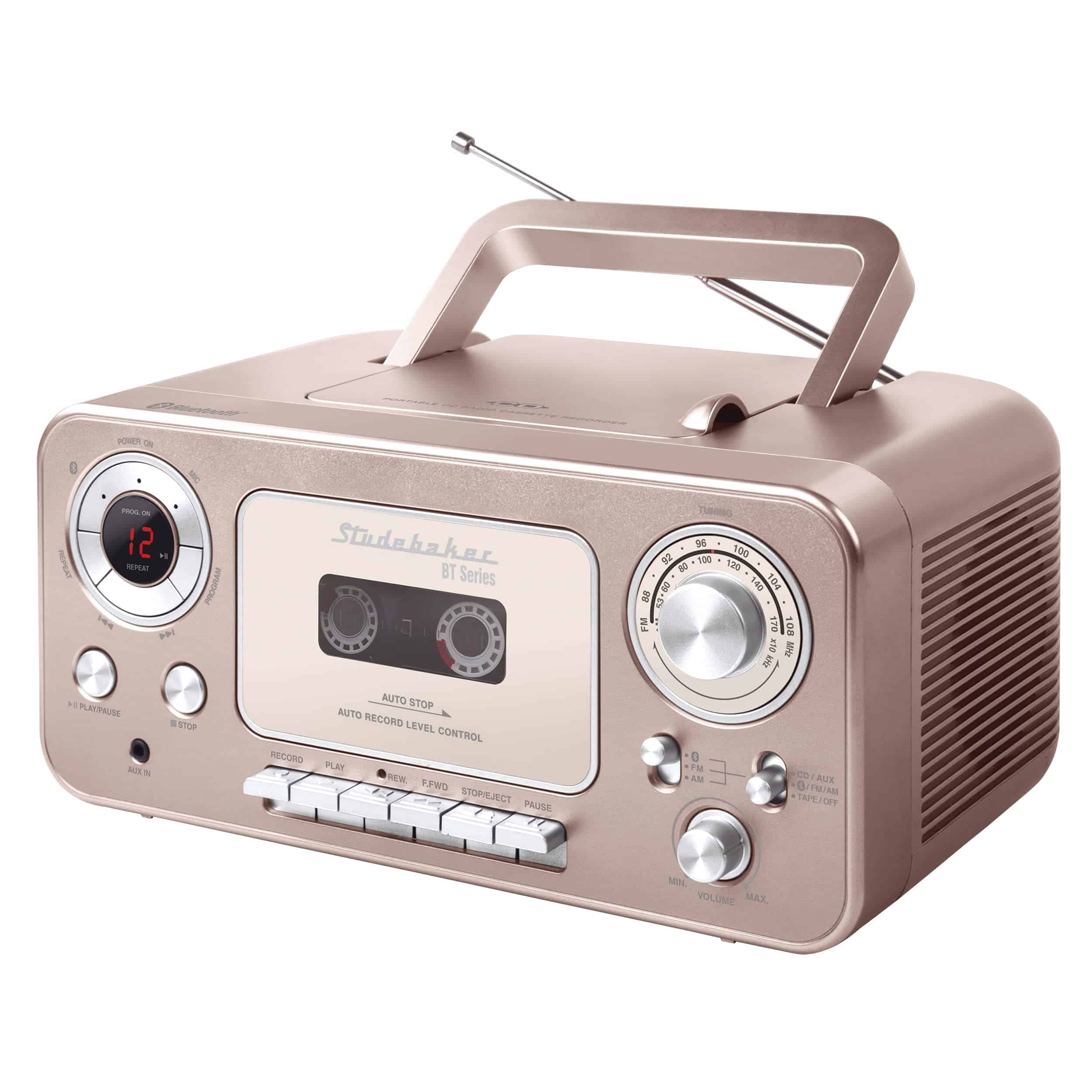 Reproductor de CD Estéreo Portátil con -Rosa y Dorado