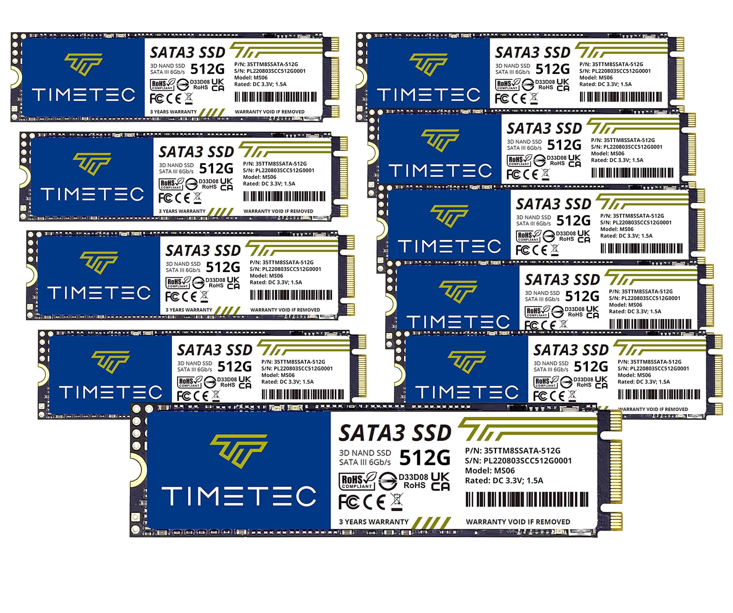 Timetec 512GBx10 (Paquete de 10) SSD 3D NAND -scritorio