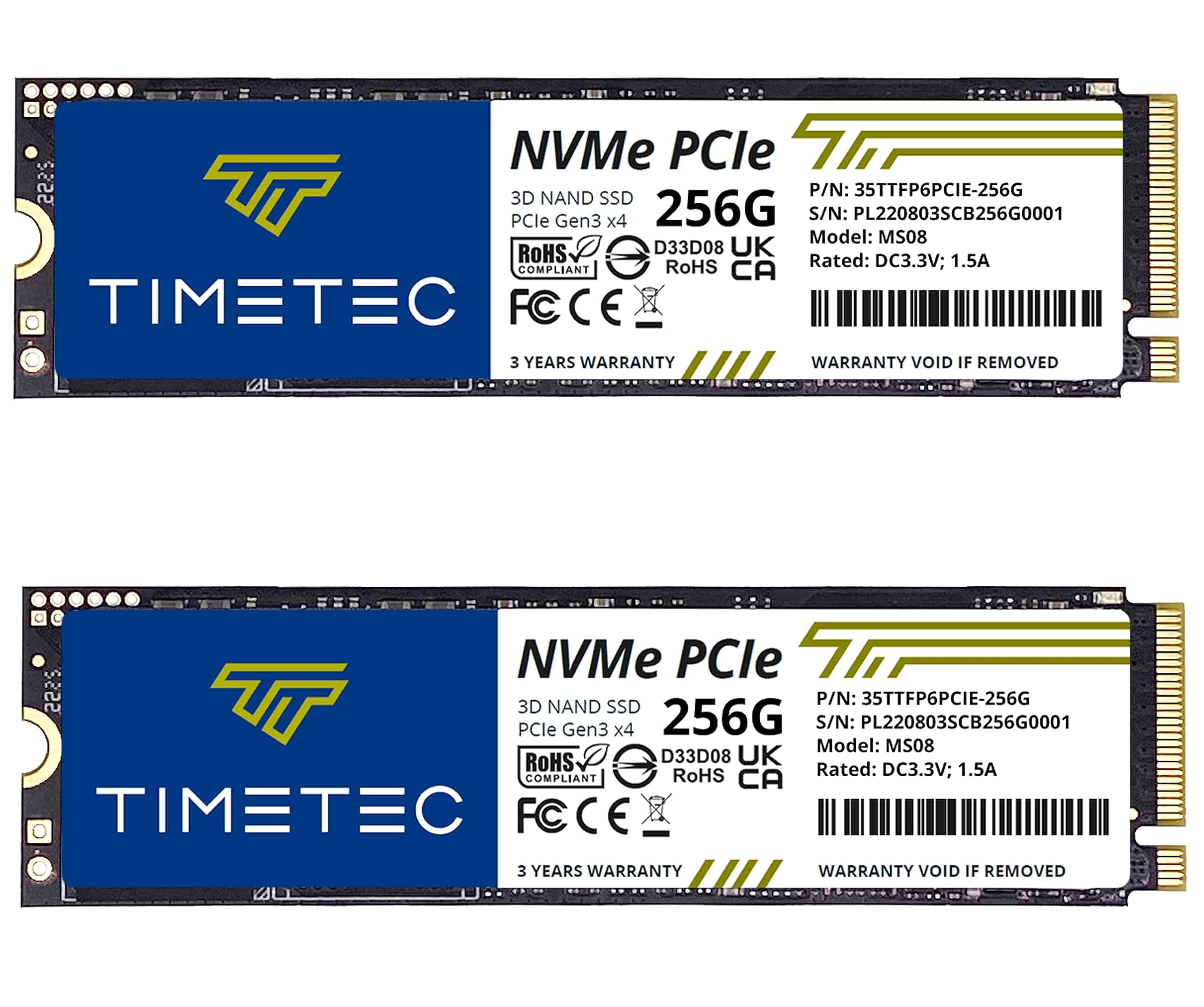 Timetec 256GBx2 (Paquete de 2) SSD NVMe PCIe Gen3x4 8Gb/s