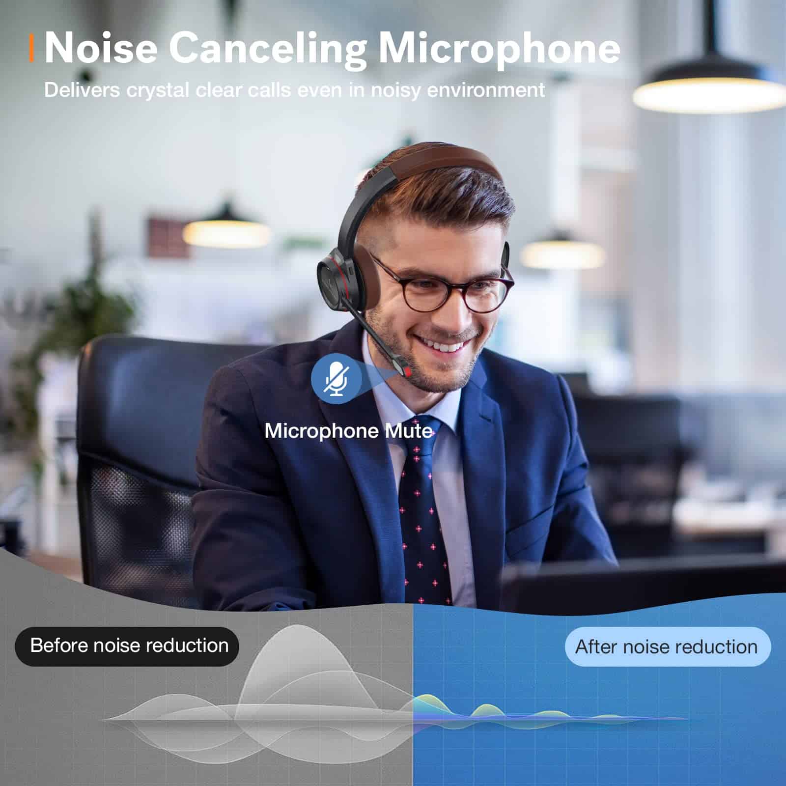 Auriculares inalámbricos con micrófono para trabajo, con - Image 5