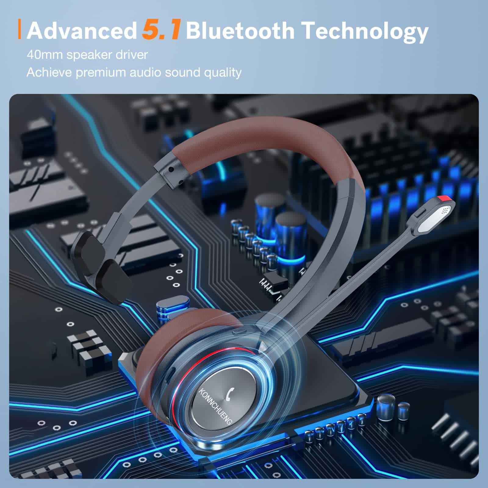Auriculares inalámbricos con micrófono para trabajo, con - Image 3